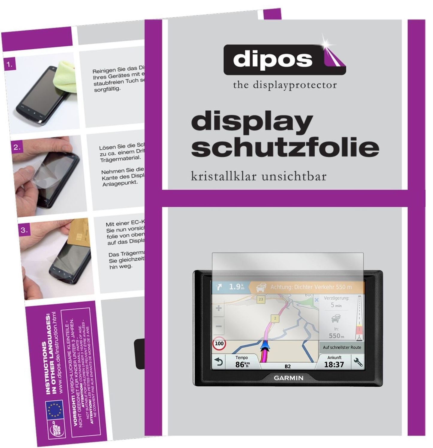 5x Schutzfolie klar für Garmin Drive 5 MT-S EU Dis (2)