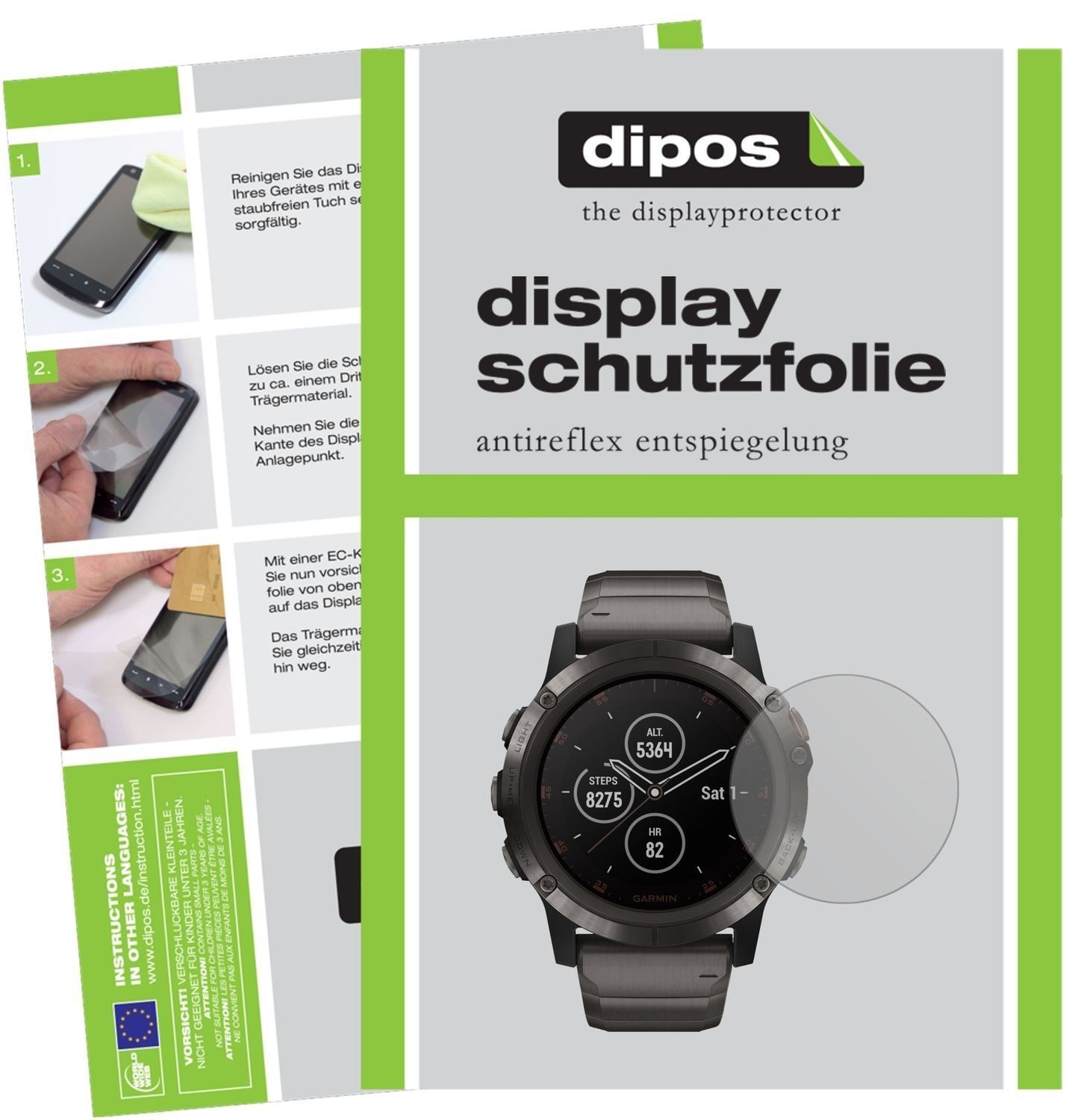 2x Schutzfolie matt für Garmin fenix 5 Plus (47mm) (1)