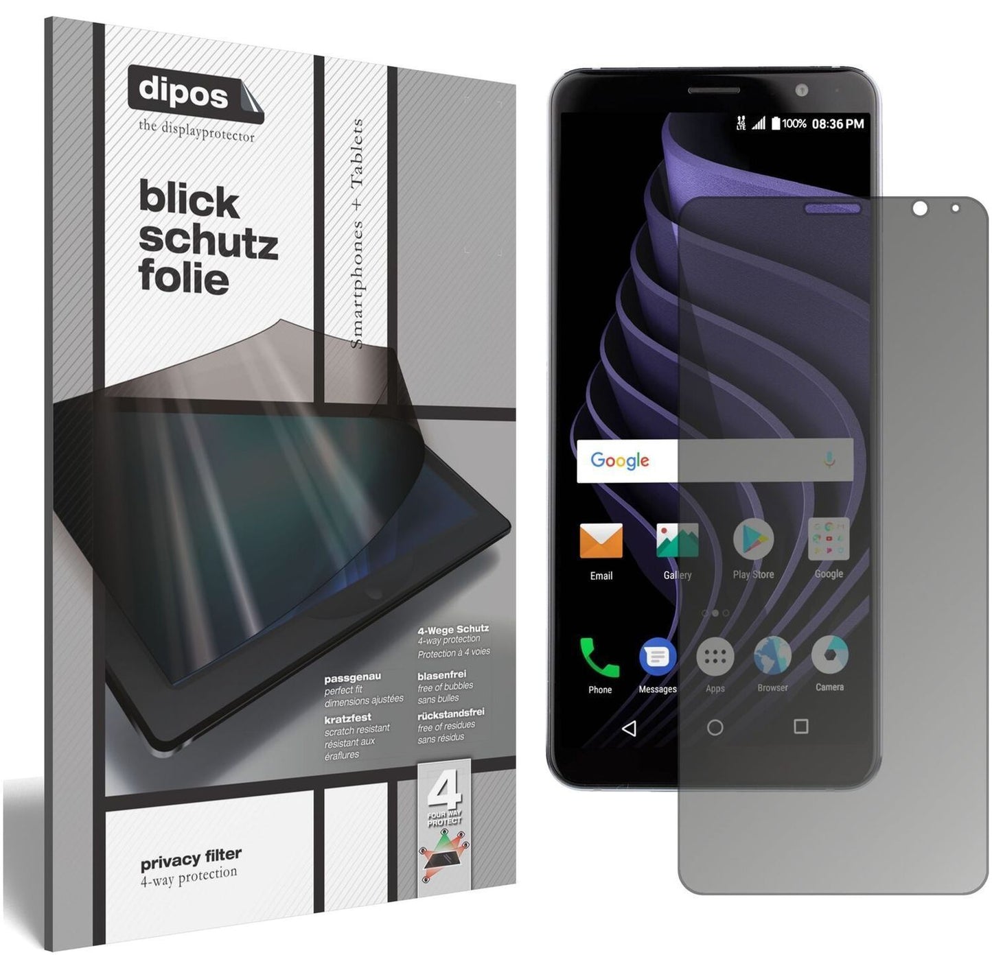 Blickschutzfolie für ZTE Blade Max View matt Schut (2)