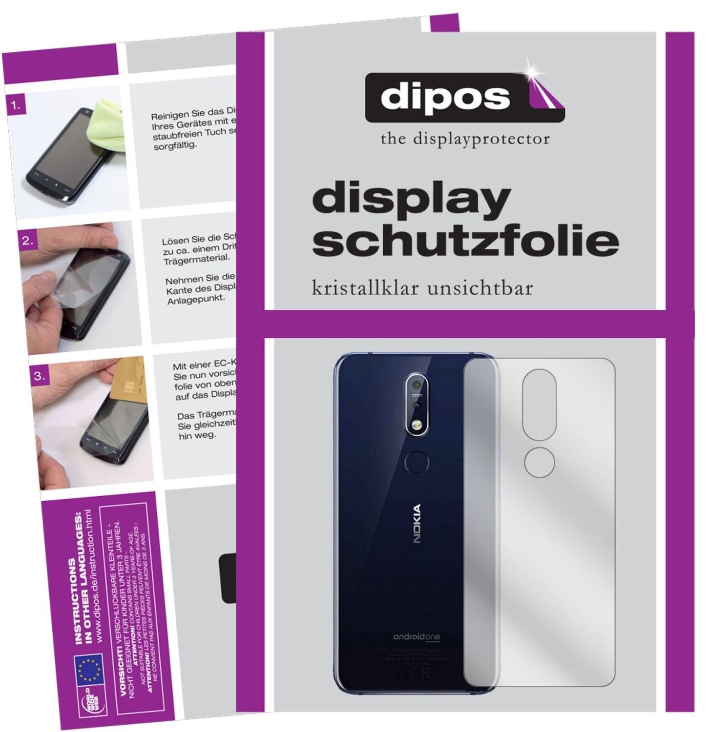 5x Schutzfolie klar für Nokia X7 (2018) Rückseite  (2)