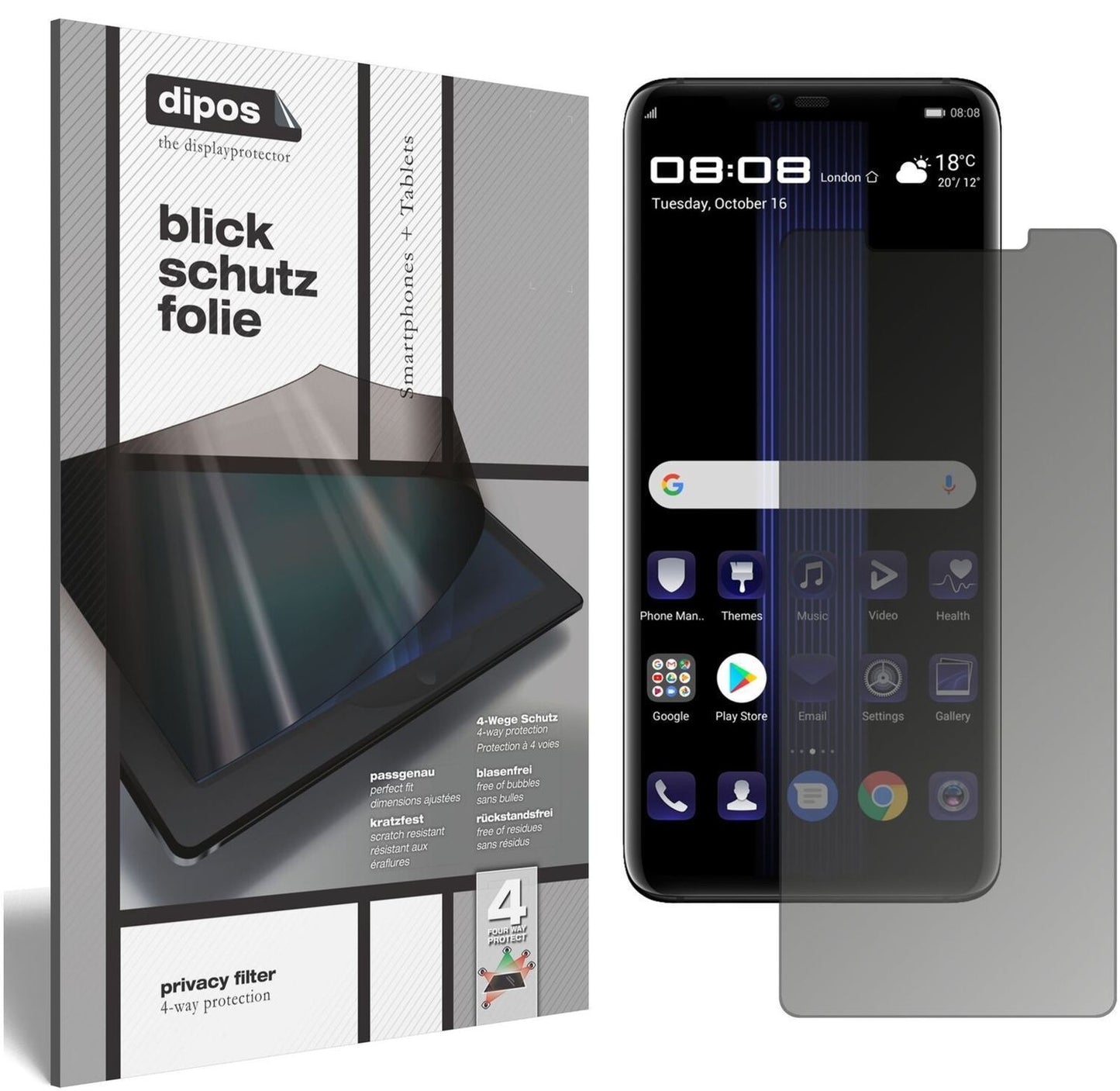 Blickschutzfolie für Huawei Porsche Design Mate 20 (2)
