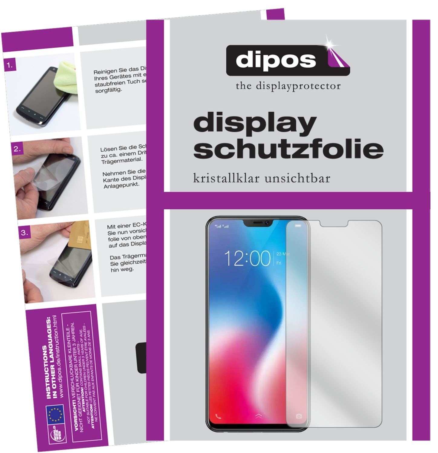 2x Schutzfolie klar für Vivo V9 Pro Display-Schutz (1)