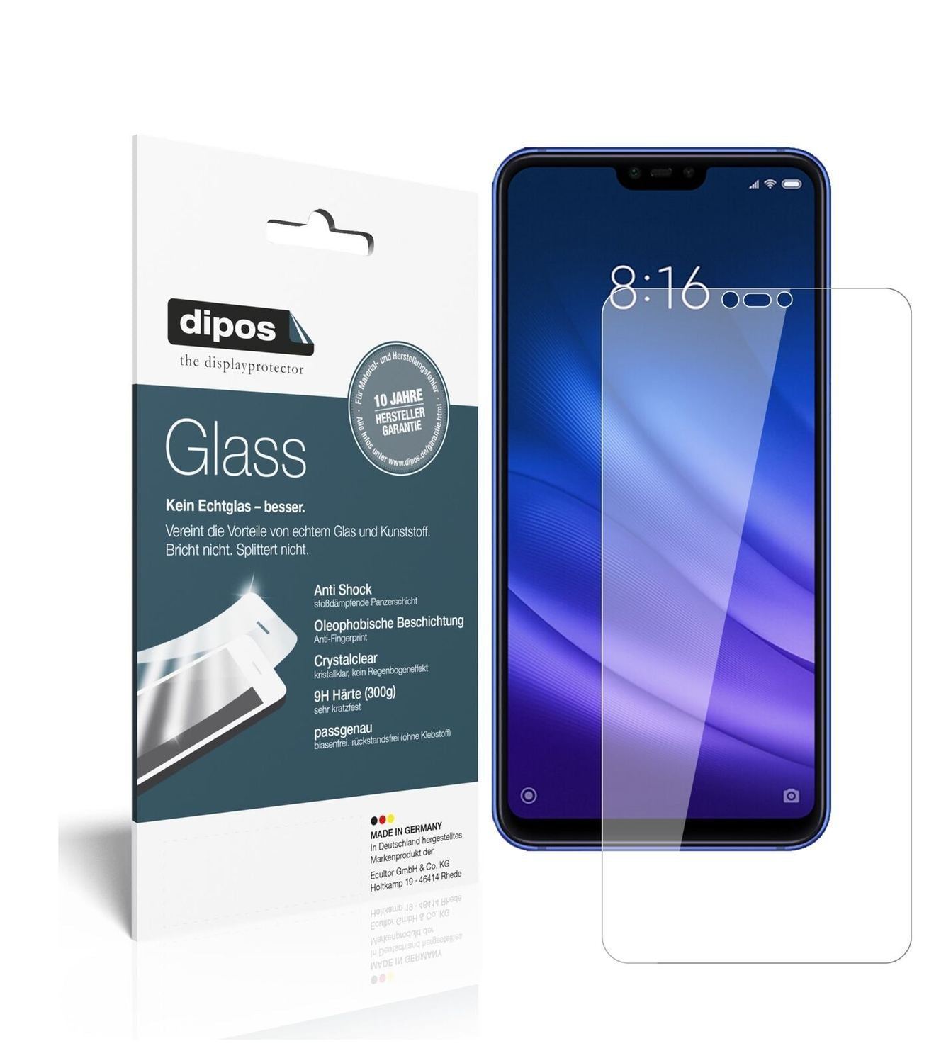 1x 9H Schutzfolie für Xiaomi Mi 8 Lite Panzerfolie (2)