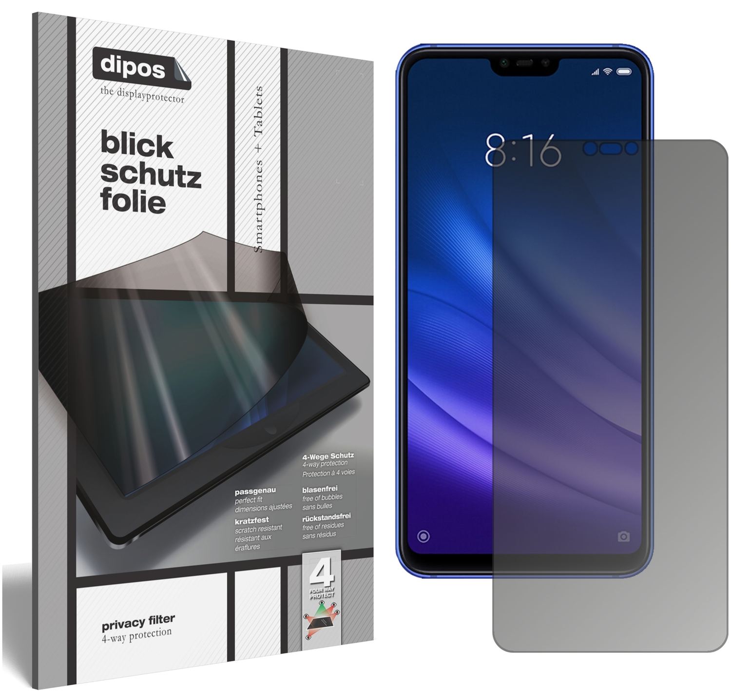 Blickschutzfolie für Xiaomi Mi 8 Lite matt Schutzf (1)