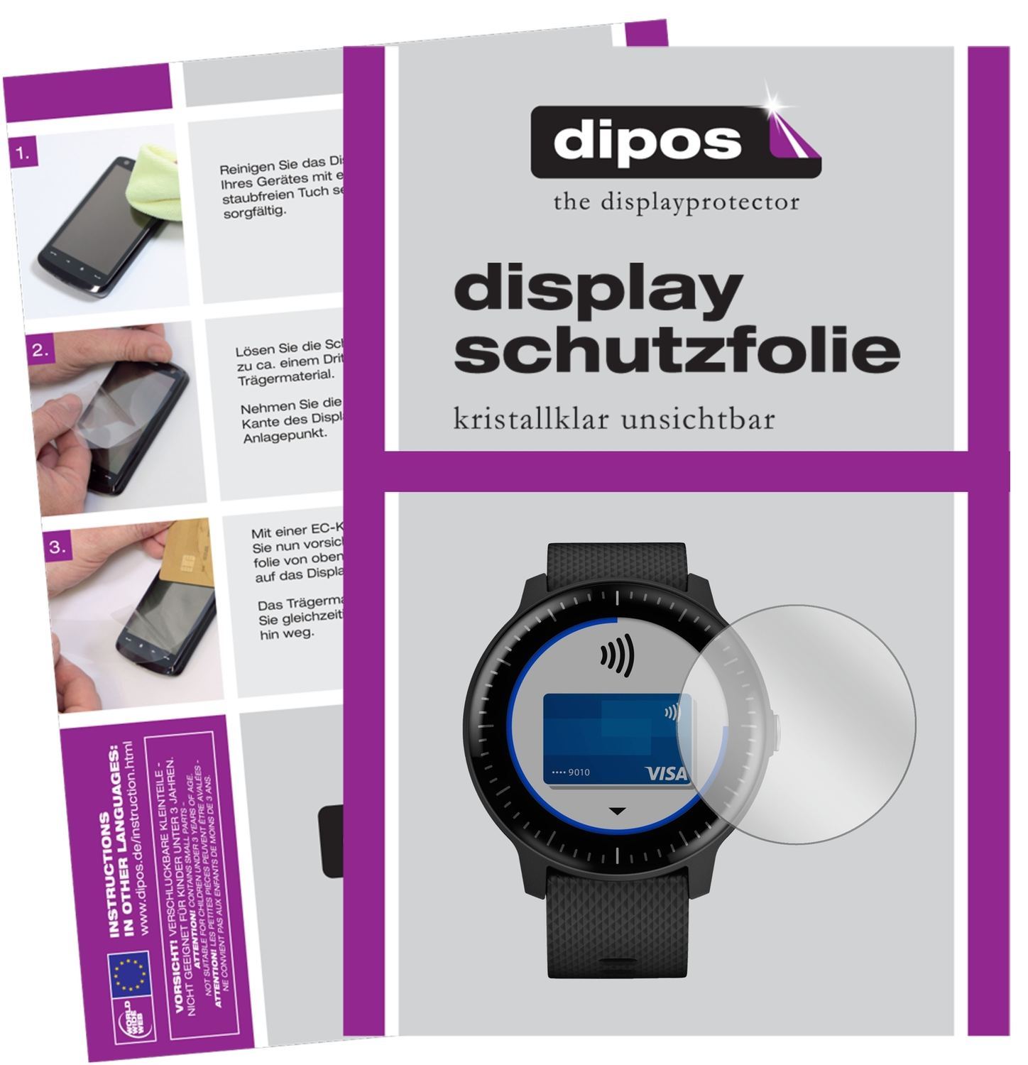 6x Schutzfolie klar für Garmin Vivoactive 3 Music  (1)