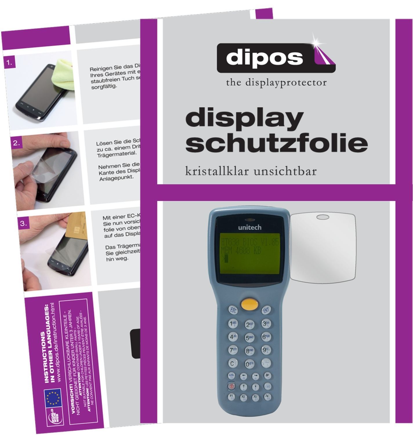 2x Schutzfolie klar für Unitech HT630 Display-Schu (1)