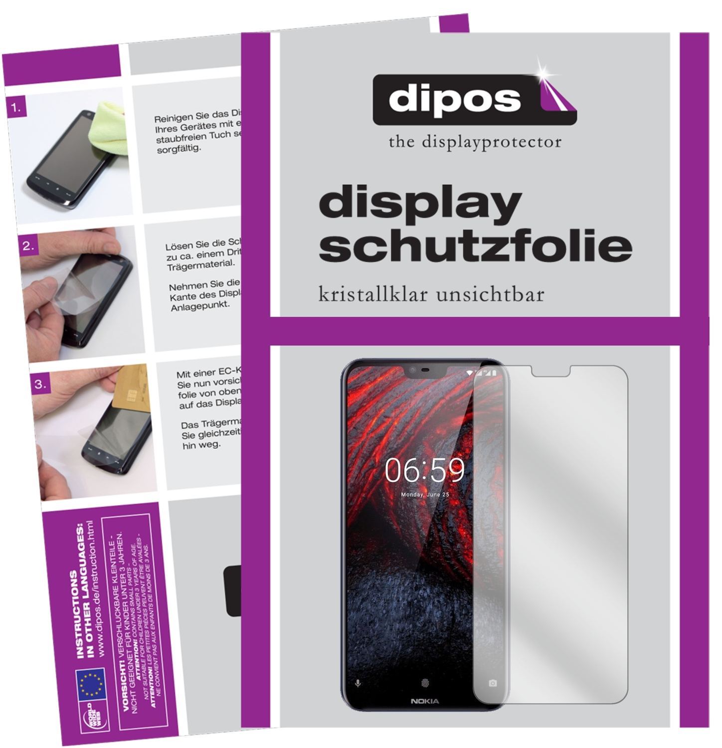 2x Schutzfolie klar für Nokia 6.1 Plus Display-Sch (1)