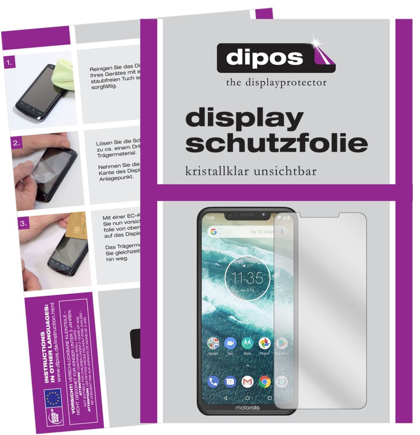 5x Schutzfolie klar für Motorola One Power Display (2)