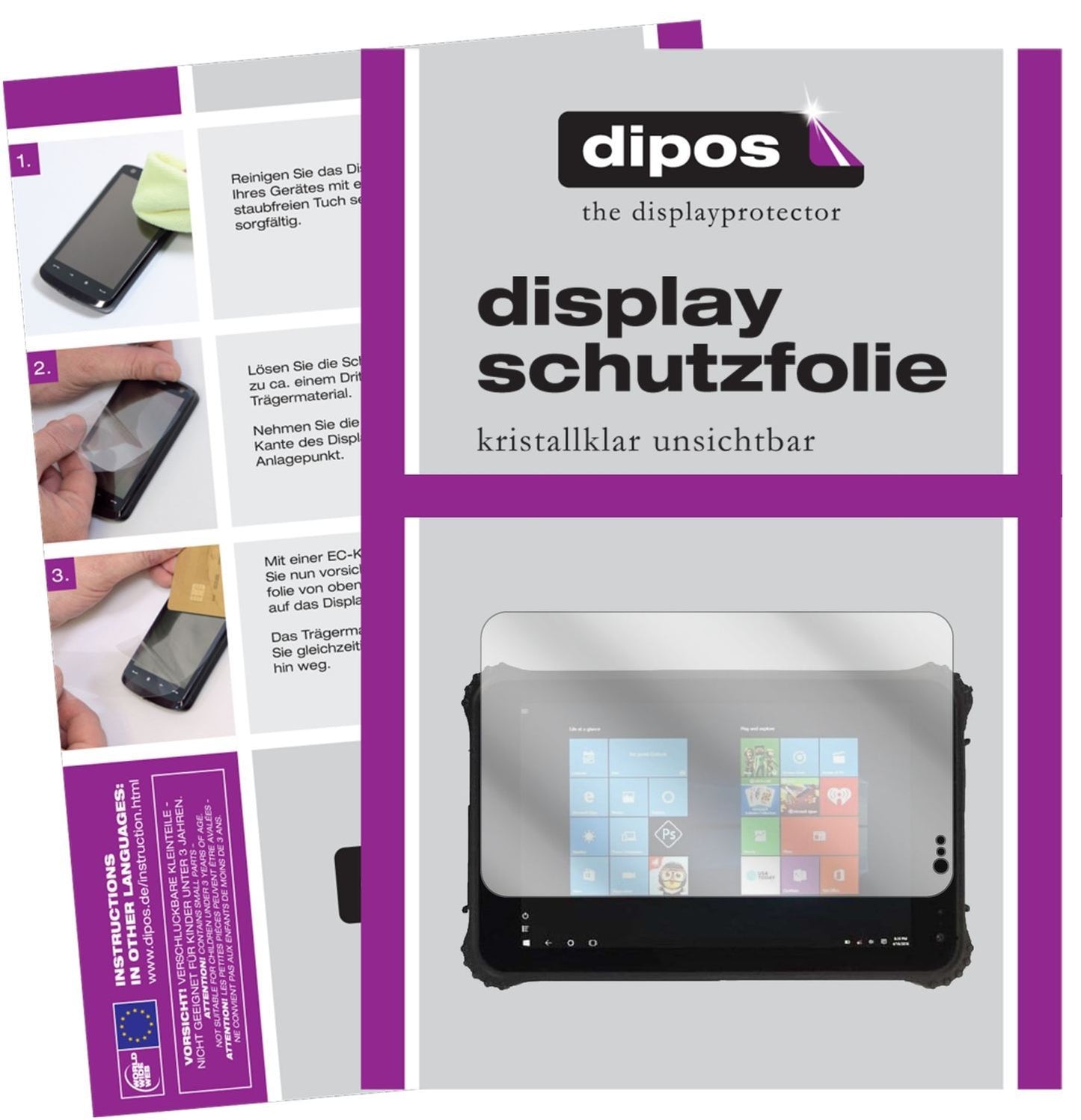 2x Schutzfolie klar für Rugged Tablet ID-SQ8.0 Dis (1)