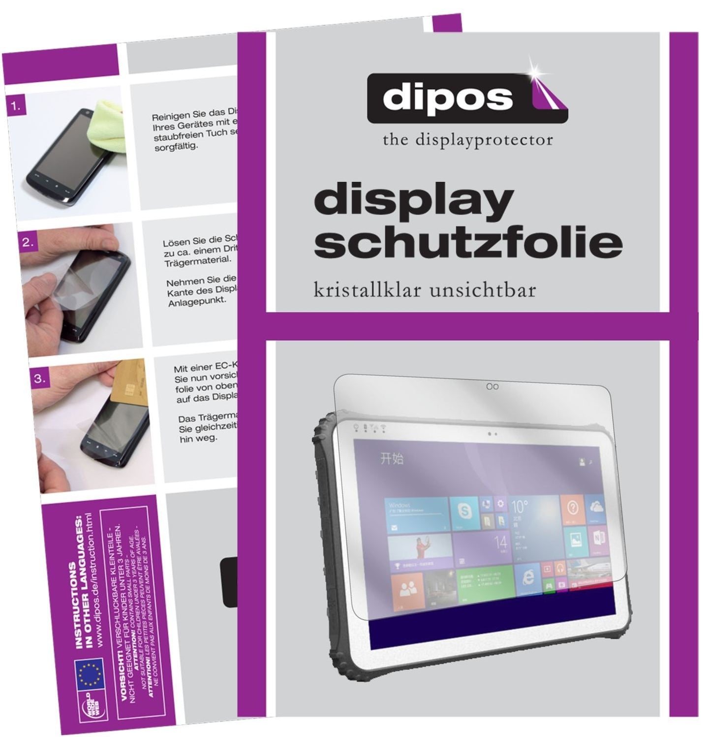 2x Schutzfolie klar für Rugged Tablet ID-SQ10.1 Di (1)