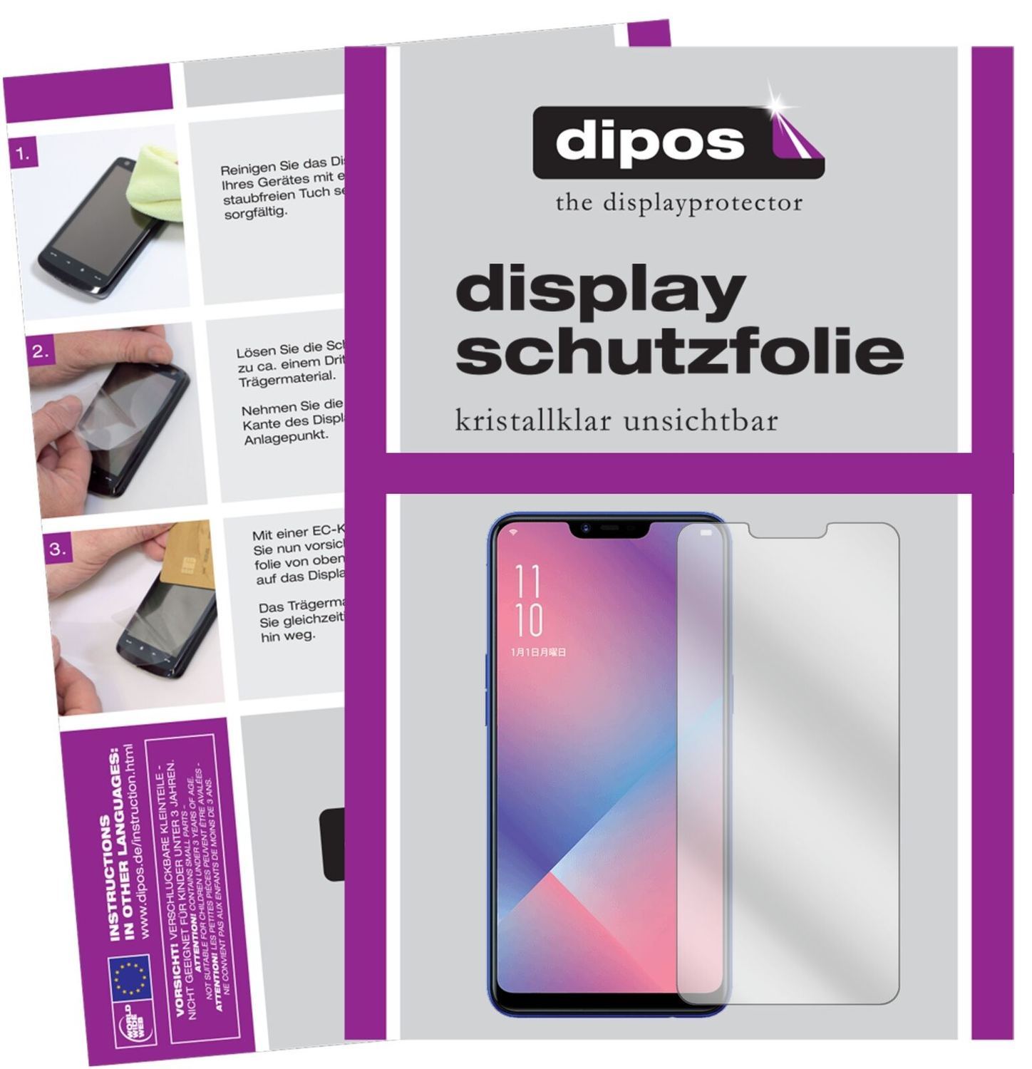 5x Schutzfolie klar für Oppo R15 Neo Display-Schut (2)