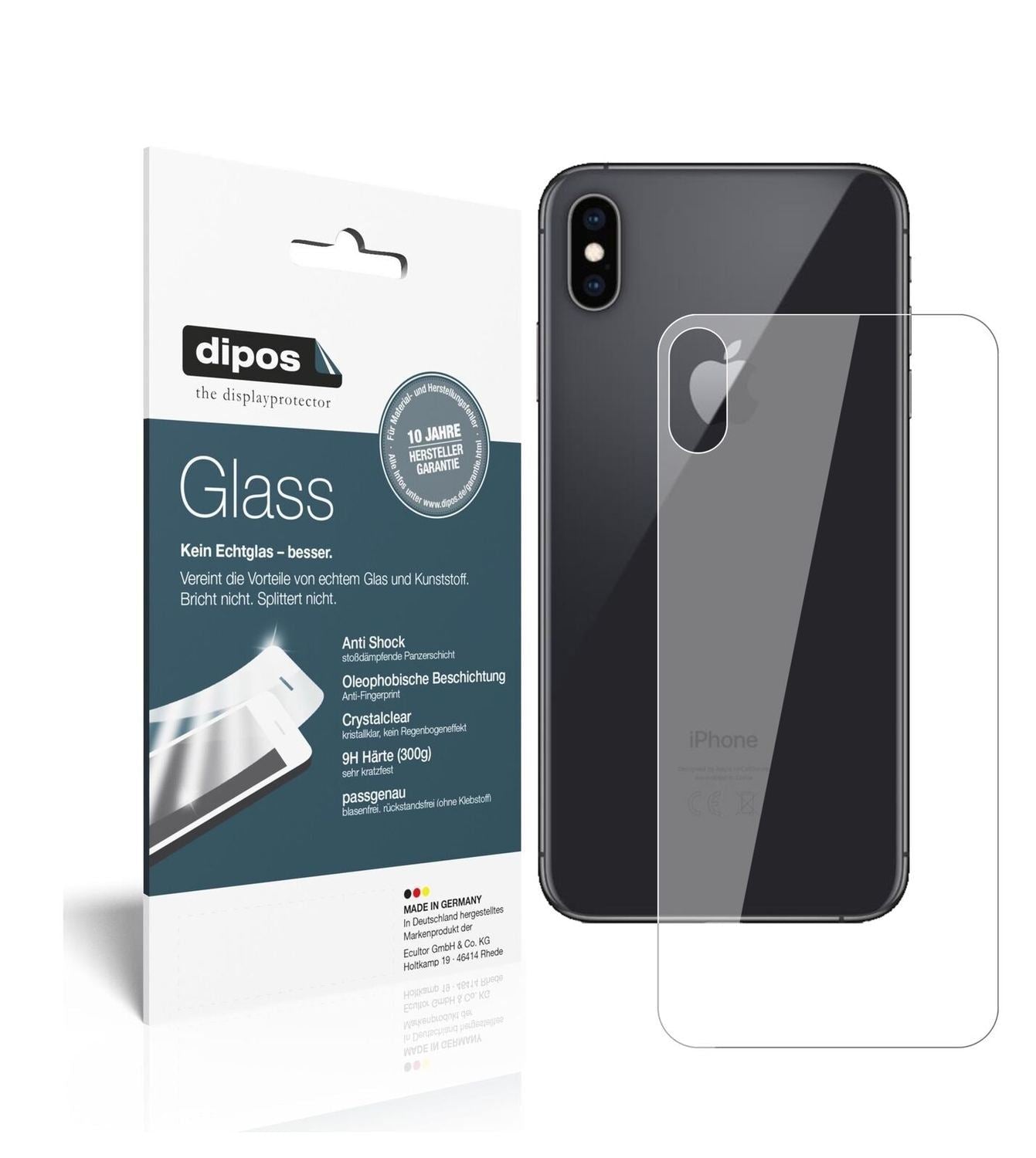 1x 9H Schutzfolie für Apple iPhone XS Max Rückseit (2)