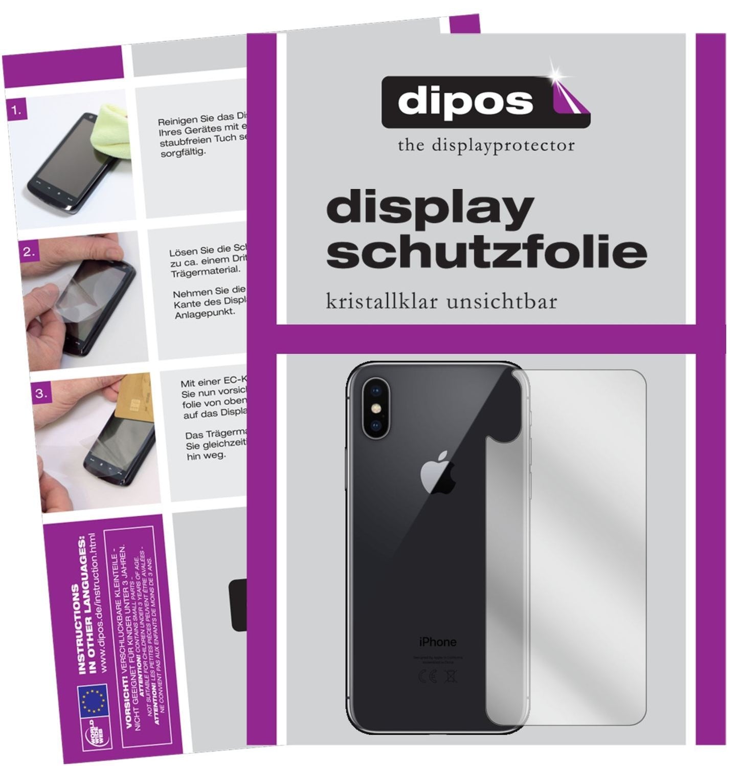 6x Schutzfolie klar für Apple iPhone XS Rückseite  (1)
