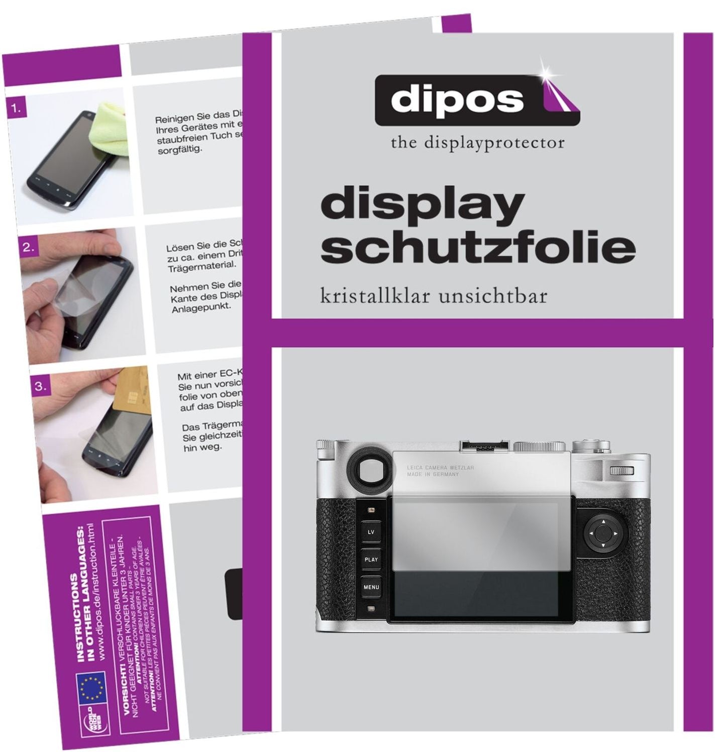 5x Schutzfolie klar für Leica M10-P 3656 Display-S (2)