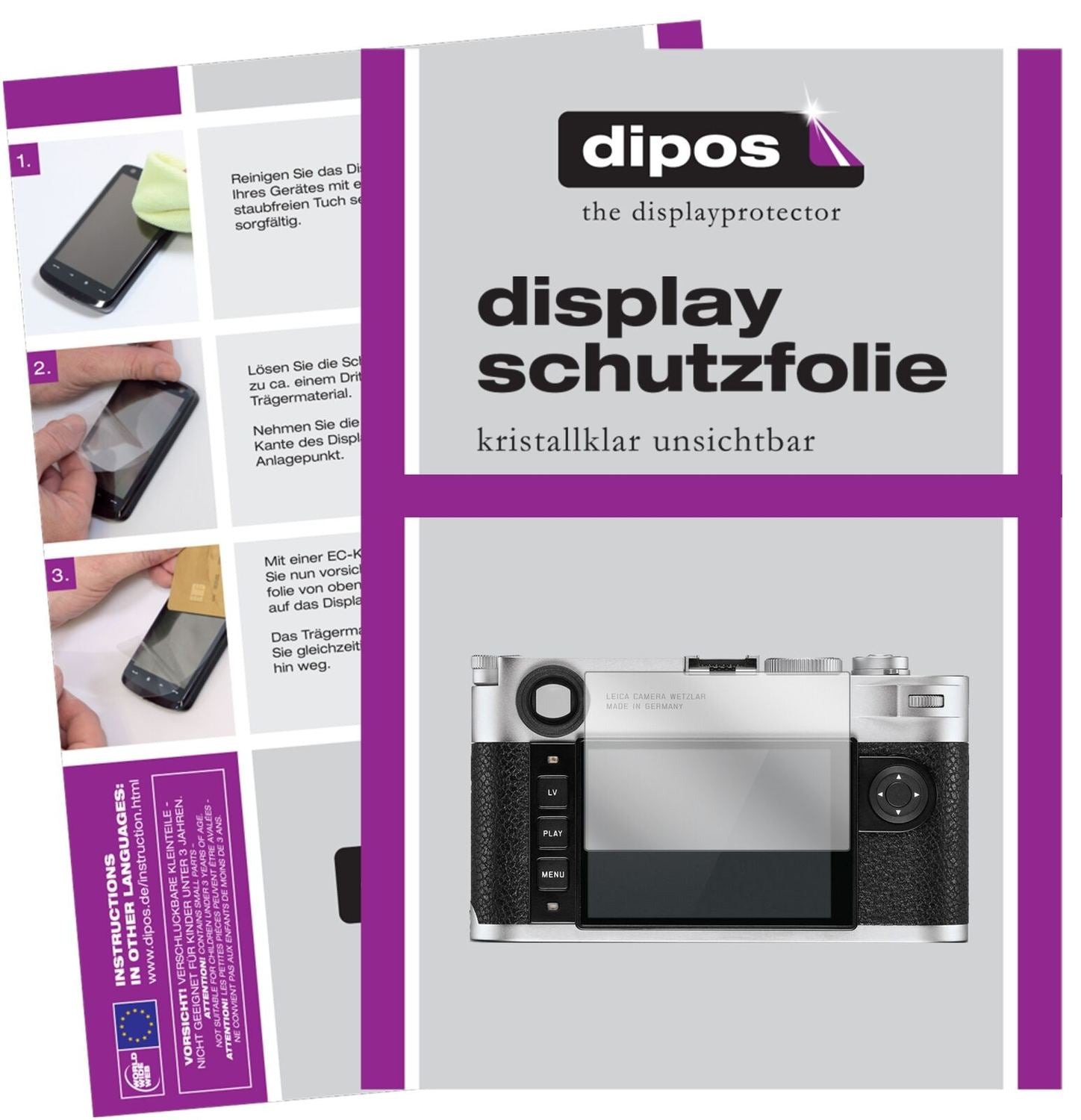 5x Schutzfolie klar für Leica M10-P 3656 Display-S (2)