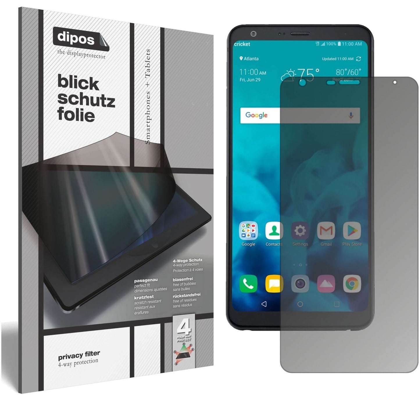 Blickschutzfolie für LG Stylo 4 matt Schutzfolie P (2)