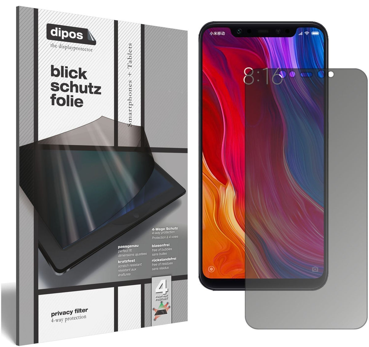 Blickschutzfolie für Xiaomi Mi 8 matt Schutzfolie  (1)