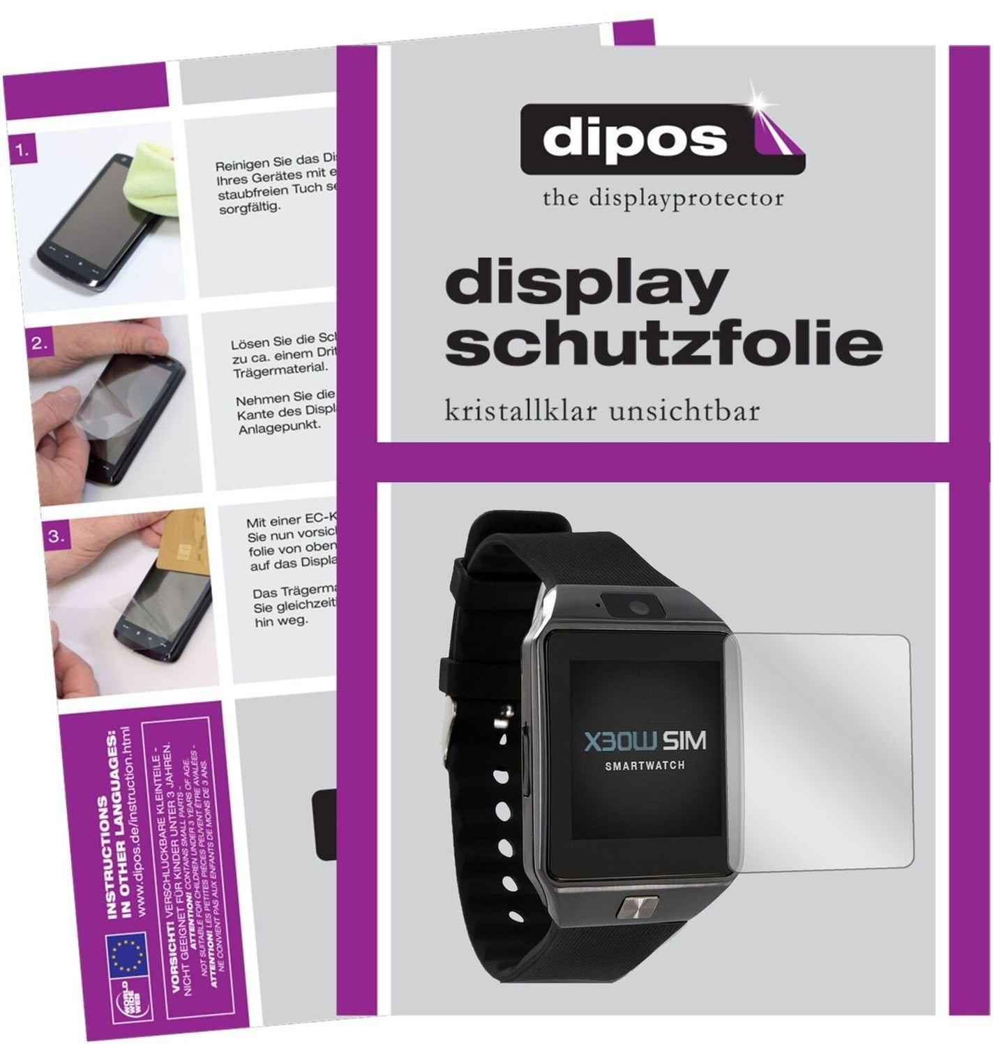 5x Schutzfolie klar für X-Watch X30W Smartwatch Di (2)