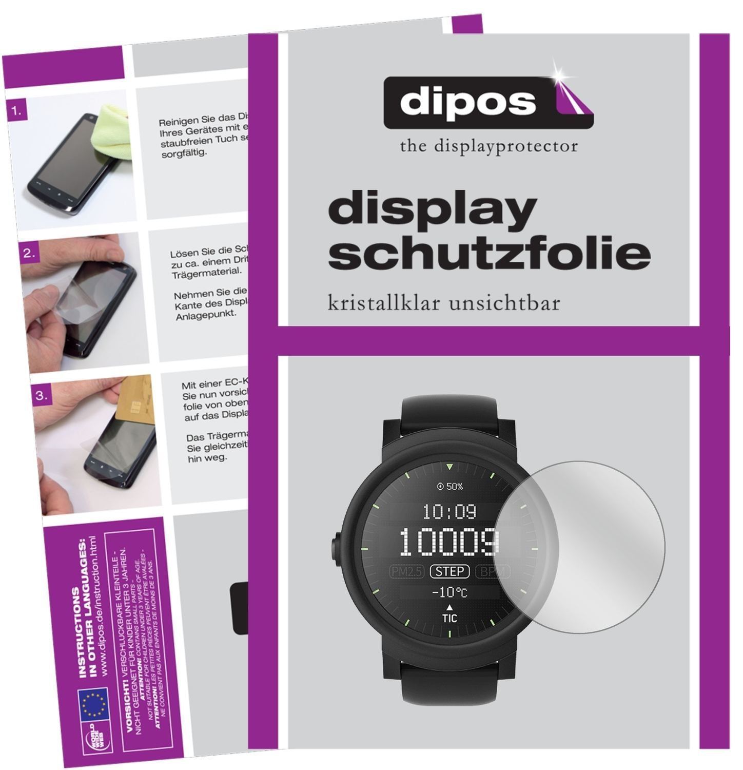 6x Schutzfolie klar für Ticwatch E Smartwatch Disp (1)