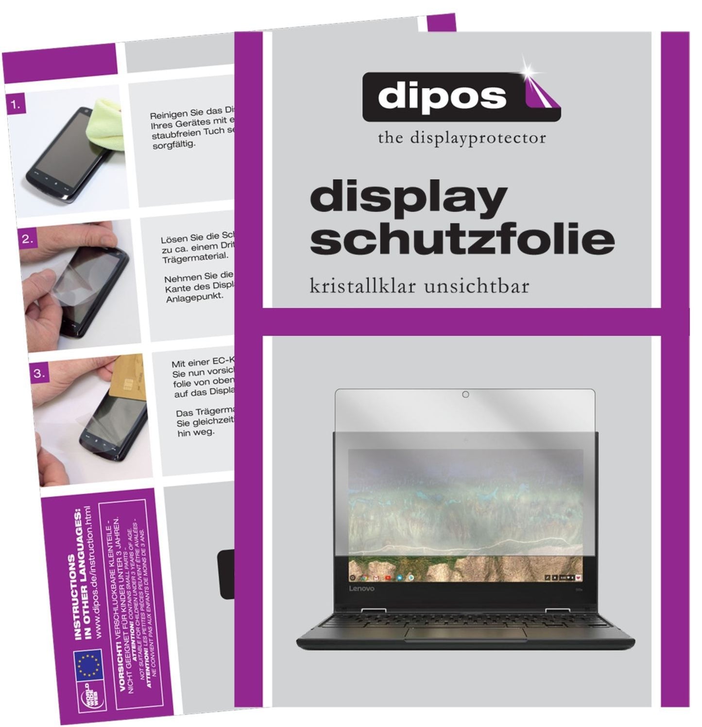 2x Schutzfolie klar für Lenovo 500e Chromebook Dis (1)