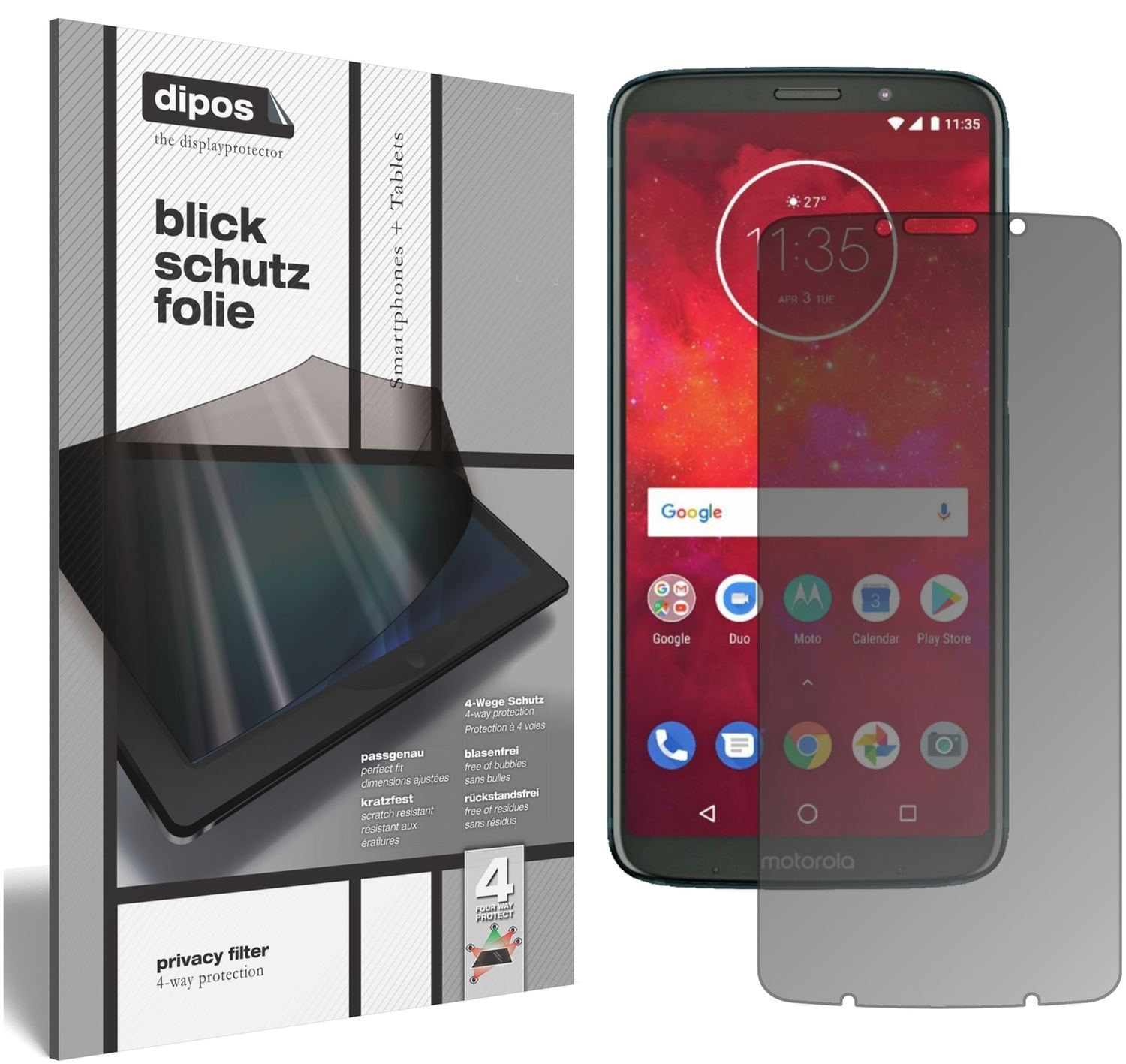 Blickschutzfolie für Motorola Moto Z3 Play matt Sc (1)