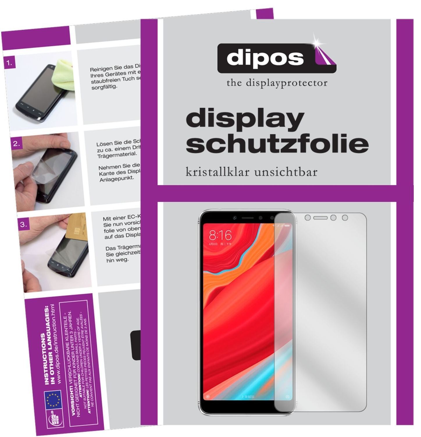 5x Schutzfolie klar für Xiaomi Redmi Y2 Display-Sc (2)