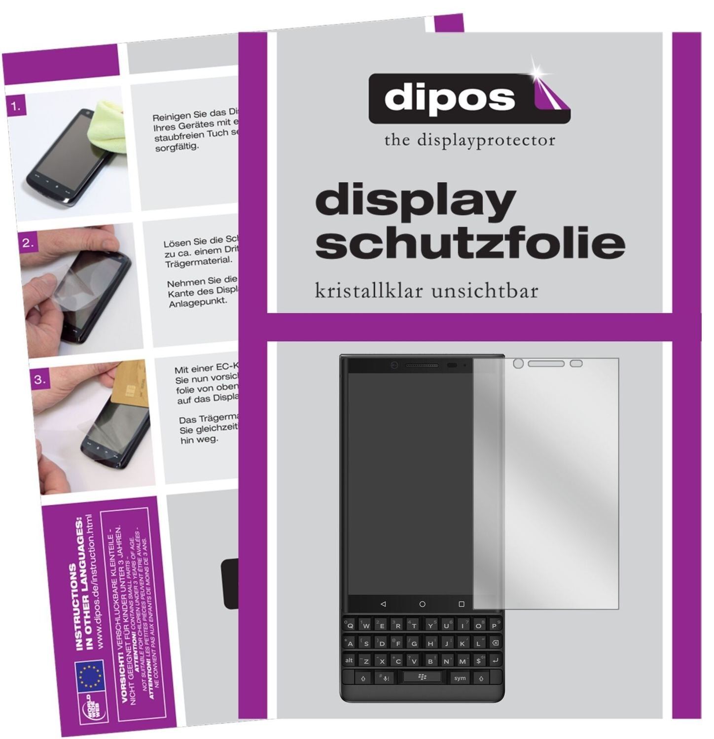 1x Schutzfolie klar für Blackberry Key 2 Display-S (2)