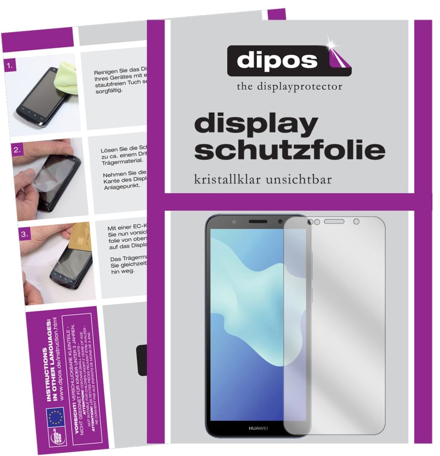 2x Schutzfolie klar für Huawei Y5 2018 Display-Sch (1)