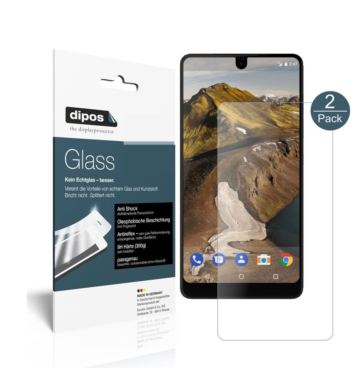 2x 9H Schutzfolie matt für Essential Phone Panzerf (1)