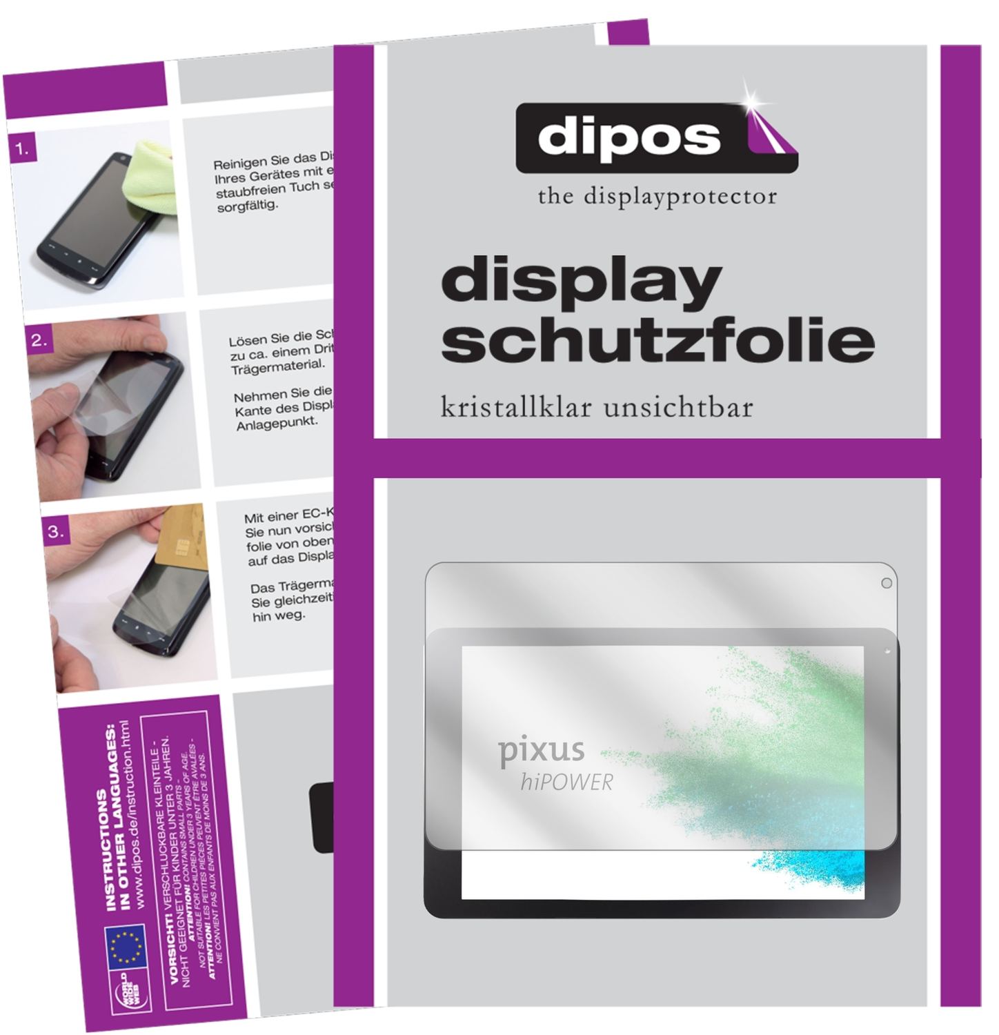 2x Schutzfolie klar für Pixus hiPower Display-Schu (1)