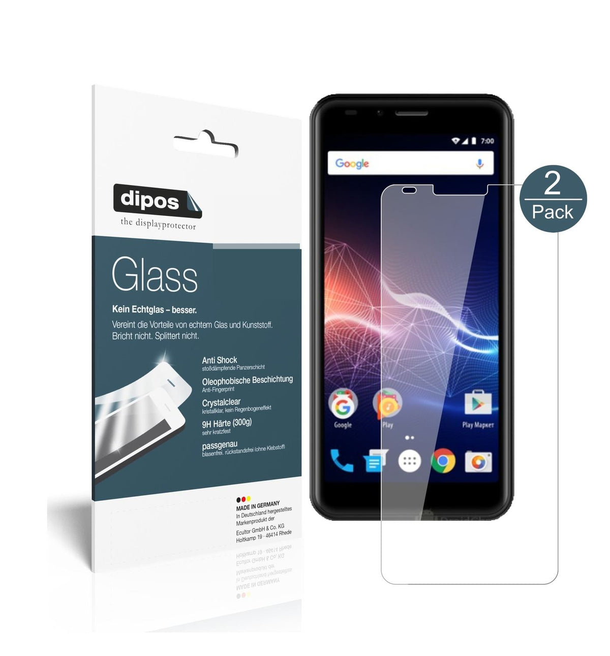 2x 9H Schutzfolie für Vertex Impress Click 3G 2018 (1)