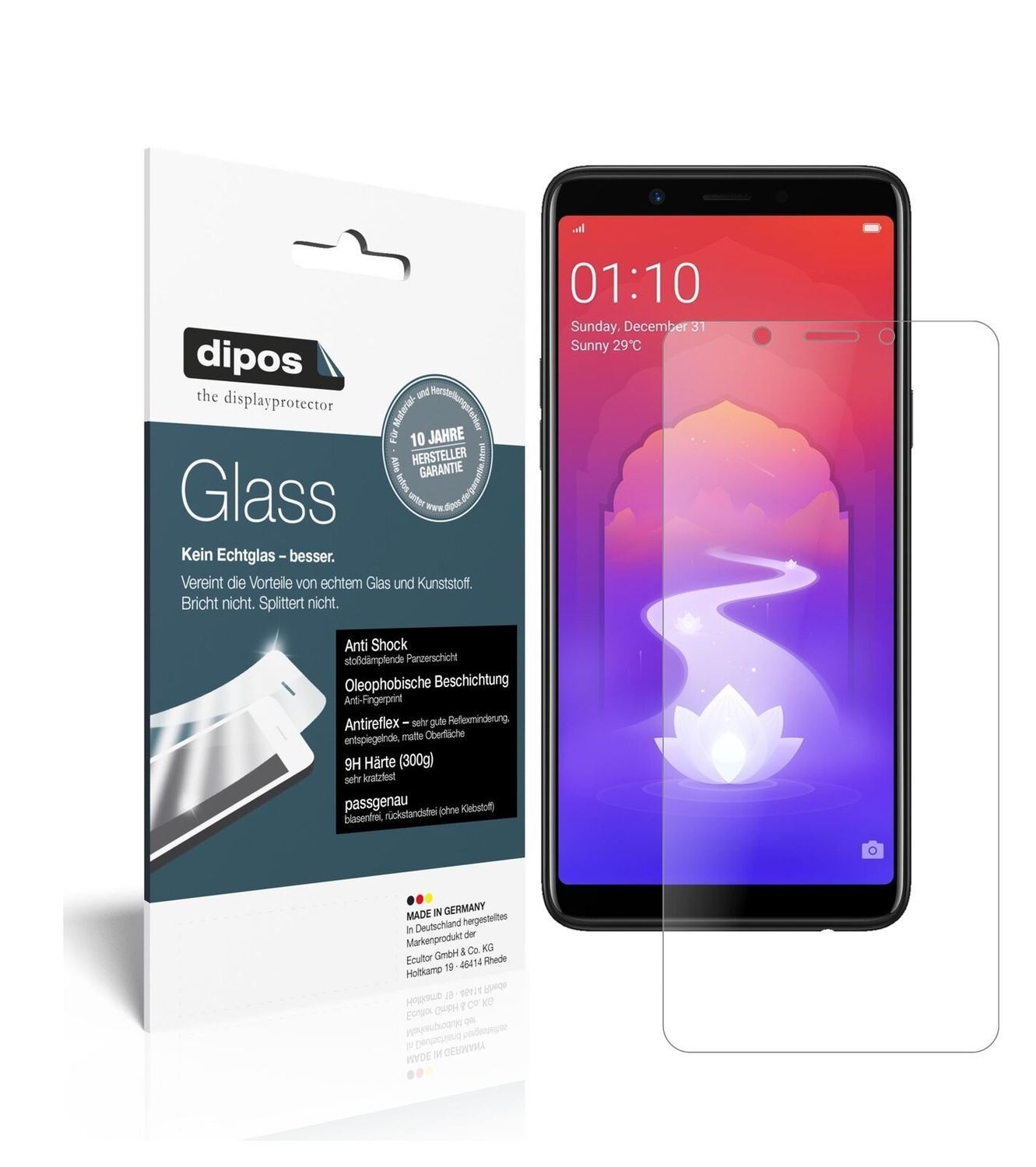1x 9H Schutzfolie matt für Oppo Realme 1 Panzerfol (2)