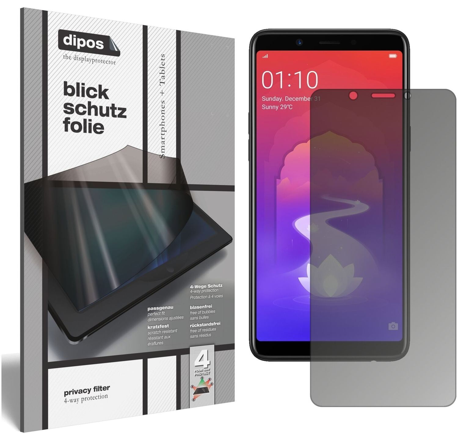 Blickschutzfolie für Oppo Realme 1 matt Schutzfoli (2)
