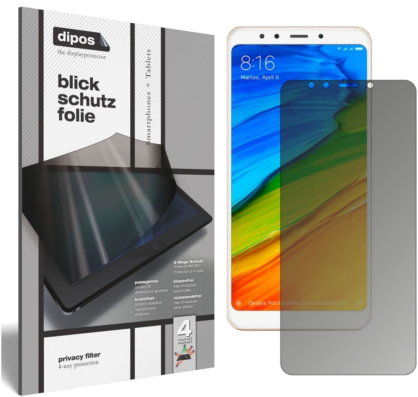 Blickschutzfolie für Xiaomi Redmi 5 Plus matt Schu (2)