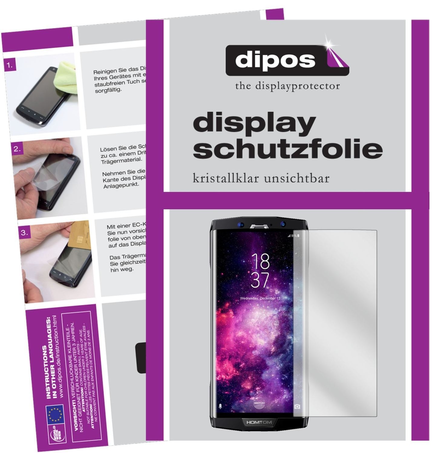 2x Schutzfolie klar für Homtom HT70 Display-Schutz (1)