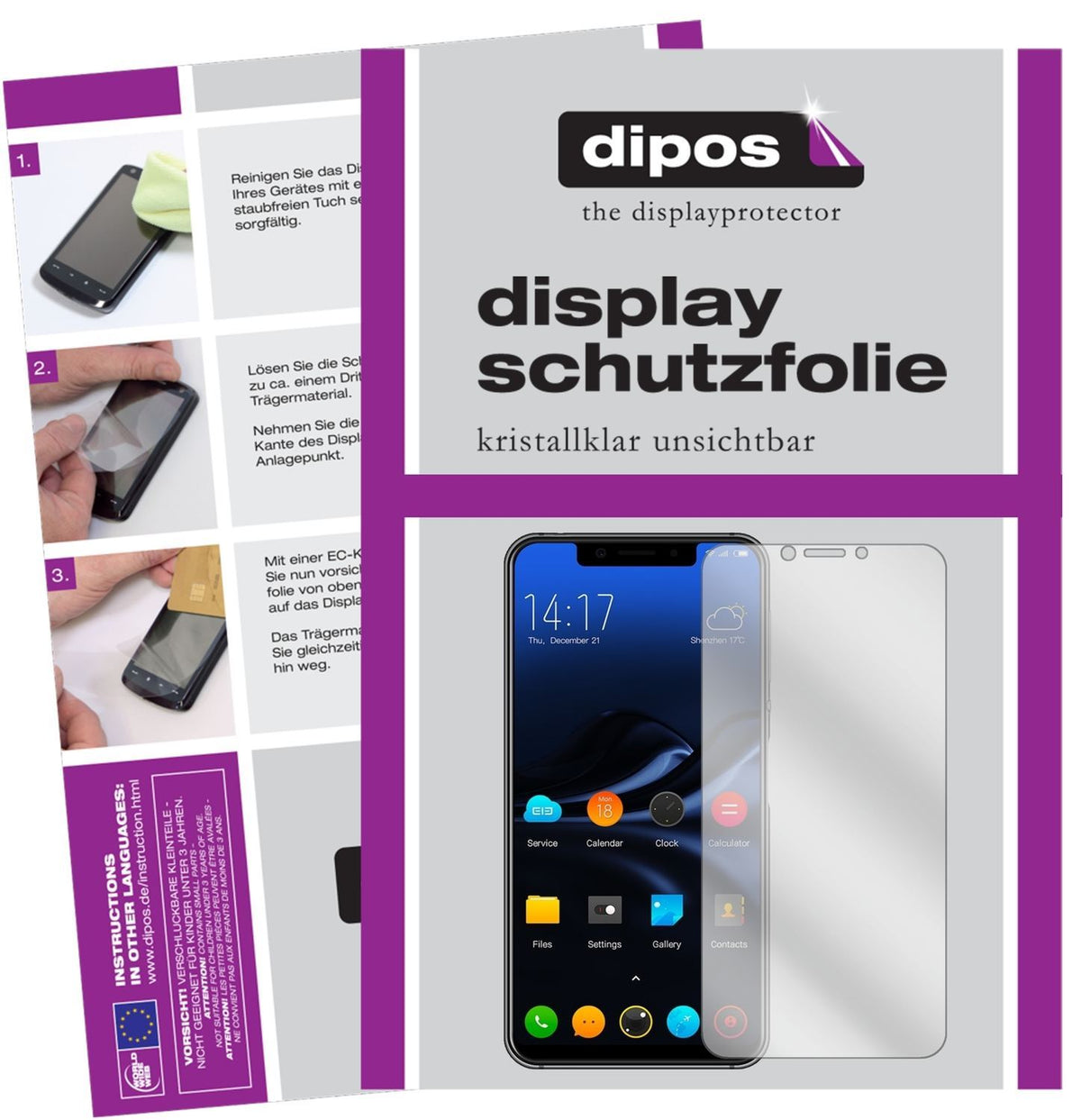 2x Schutzfolie klar für Elephone A4 Display-Schutz (1)