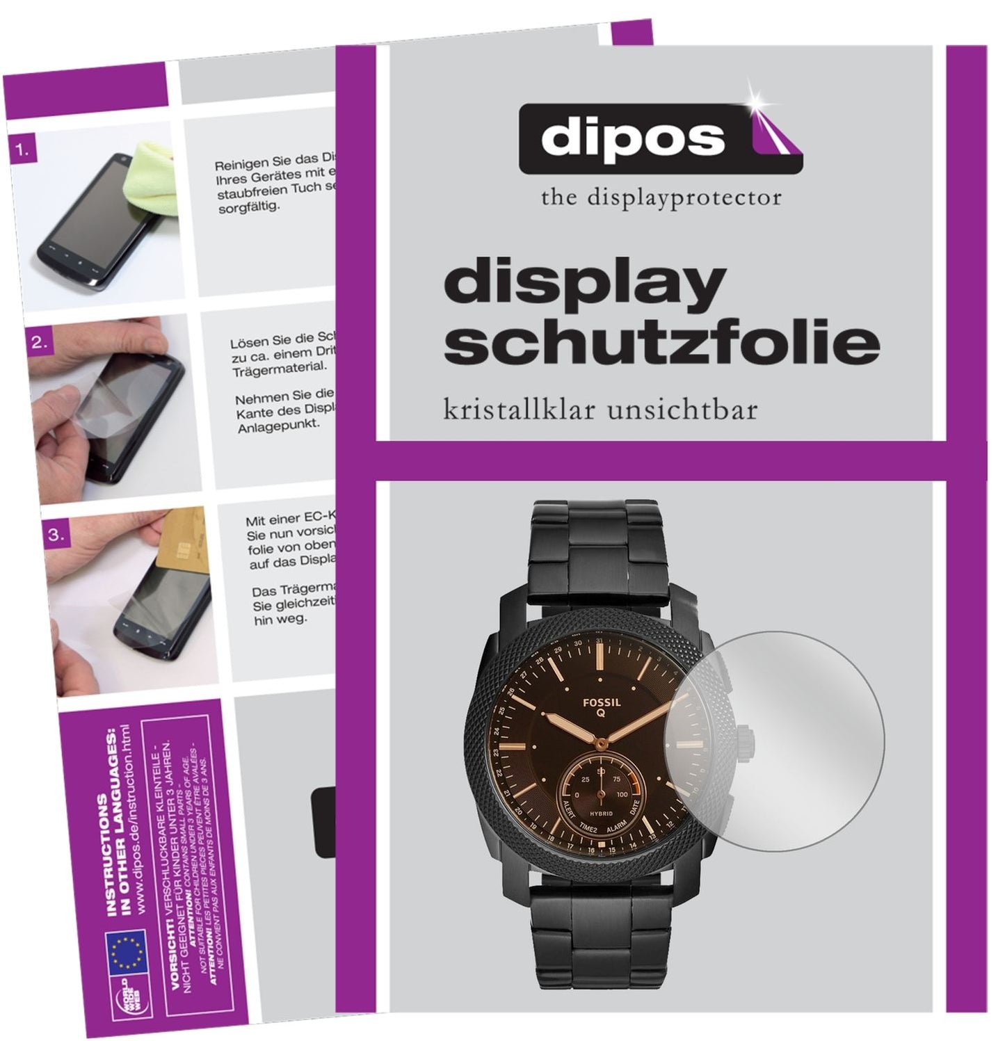 6x Schutzfolie klar für Fossil Q Machine Display-S (1)