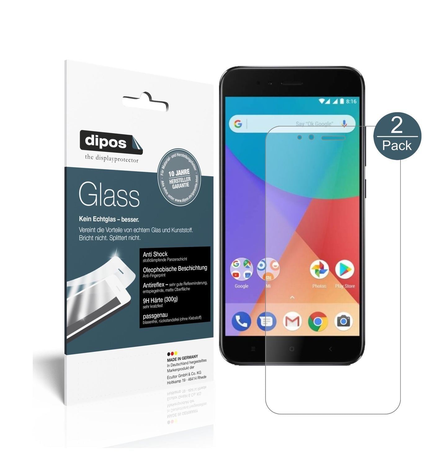 2x 9H Schutzfolie matt für Xiaomi Mi A1 Panzerfoli (1)