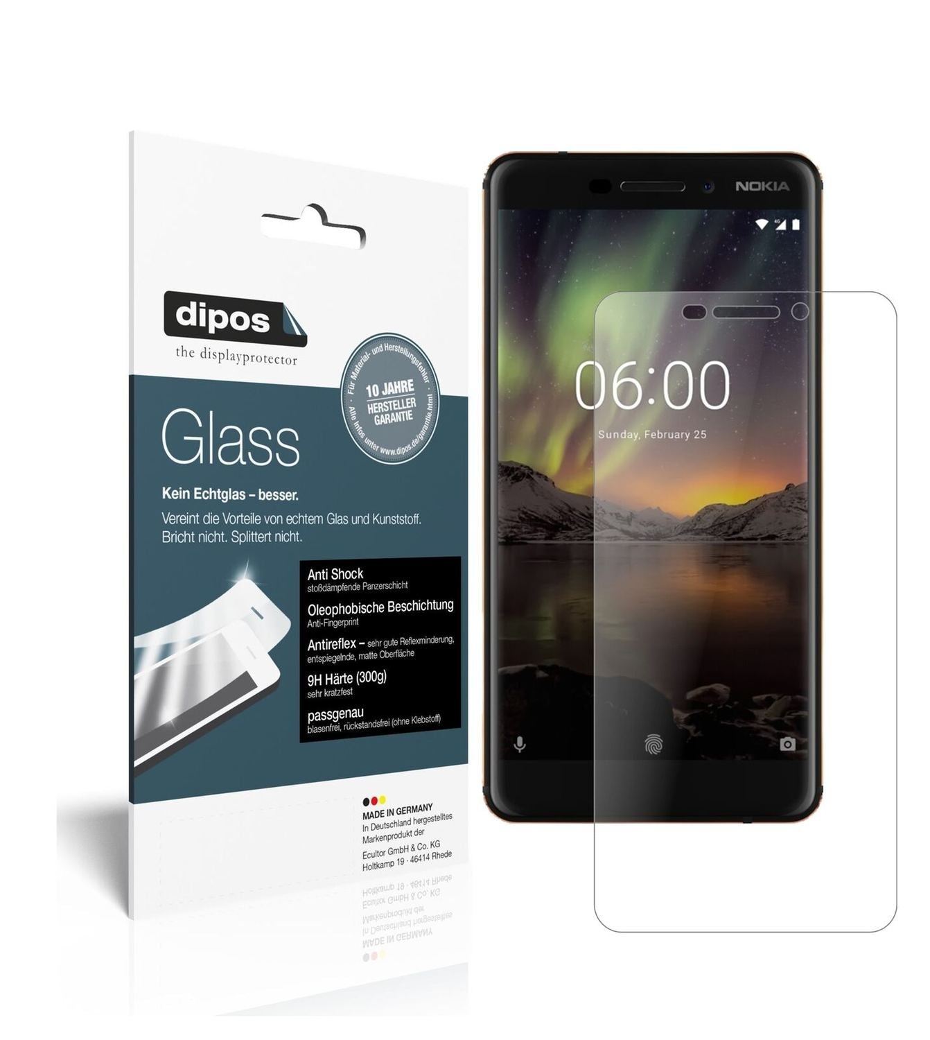 1x 9H Schutzfolie matt für Nokia 6 (2018) Panzerfo (2)