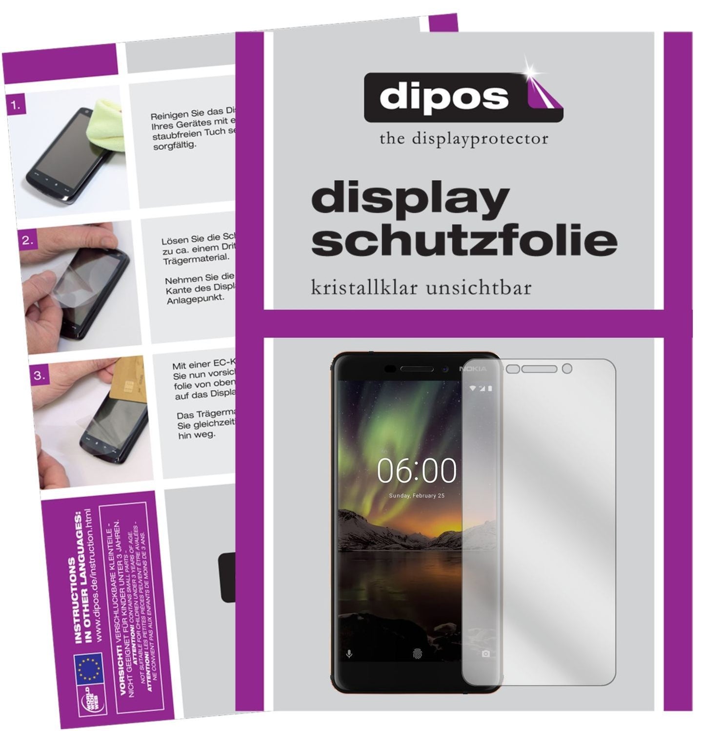 6x Schutzfolie klar für Nokia 6 (2018) Display-Sch (1)