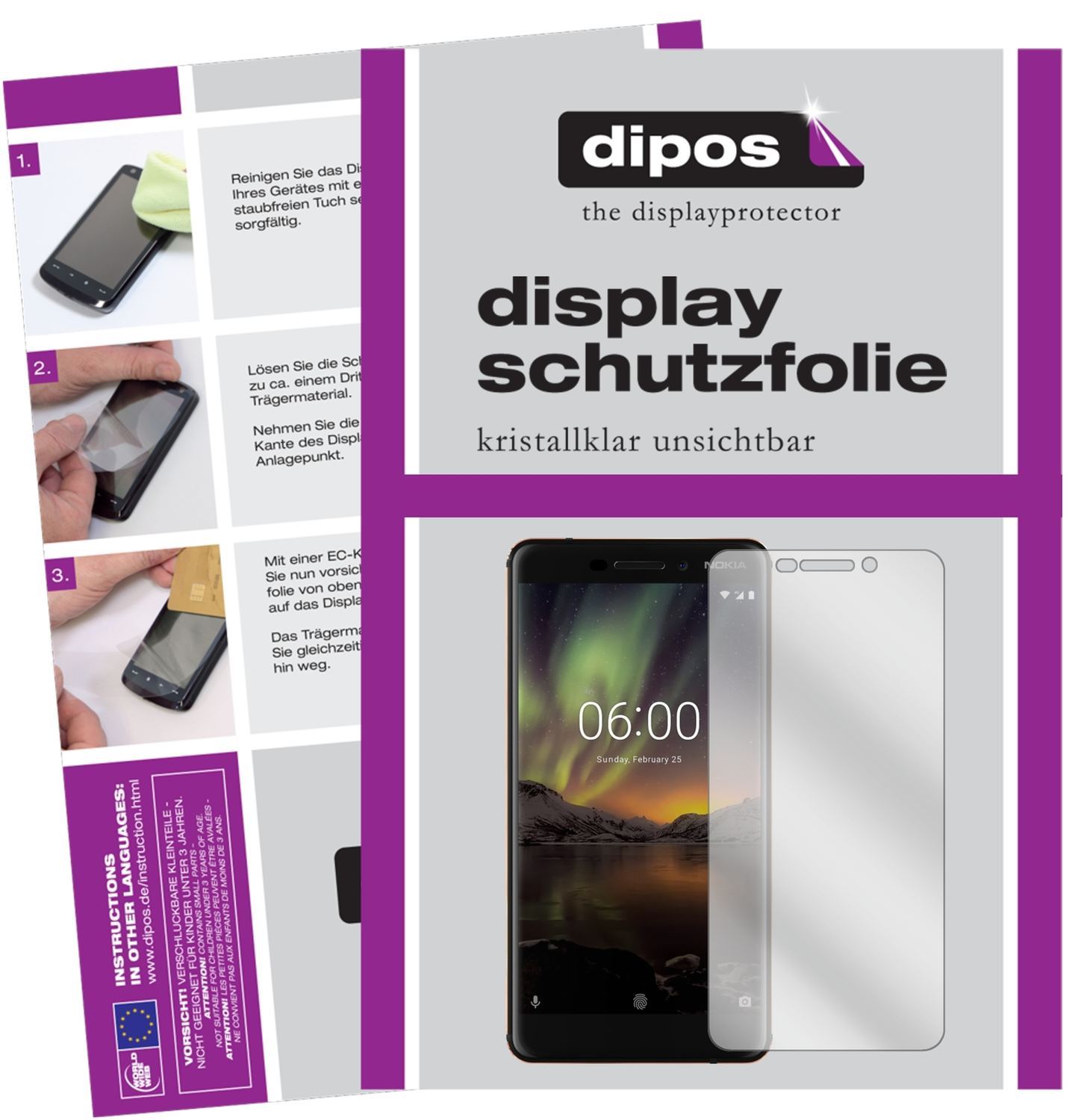 6x Schutzfolie klar für Nokia 6 (2018) Display-Sch (1)