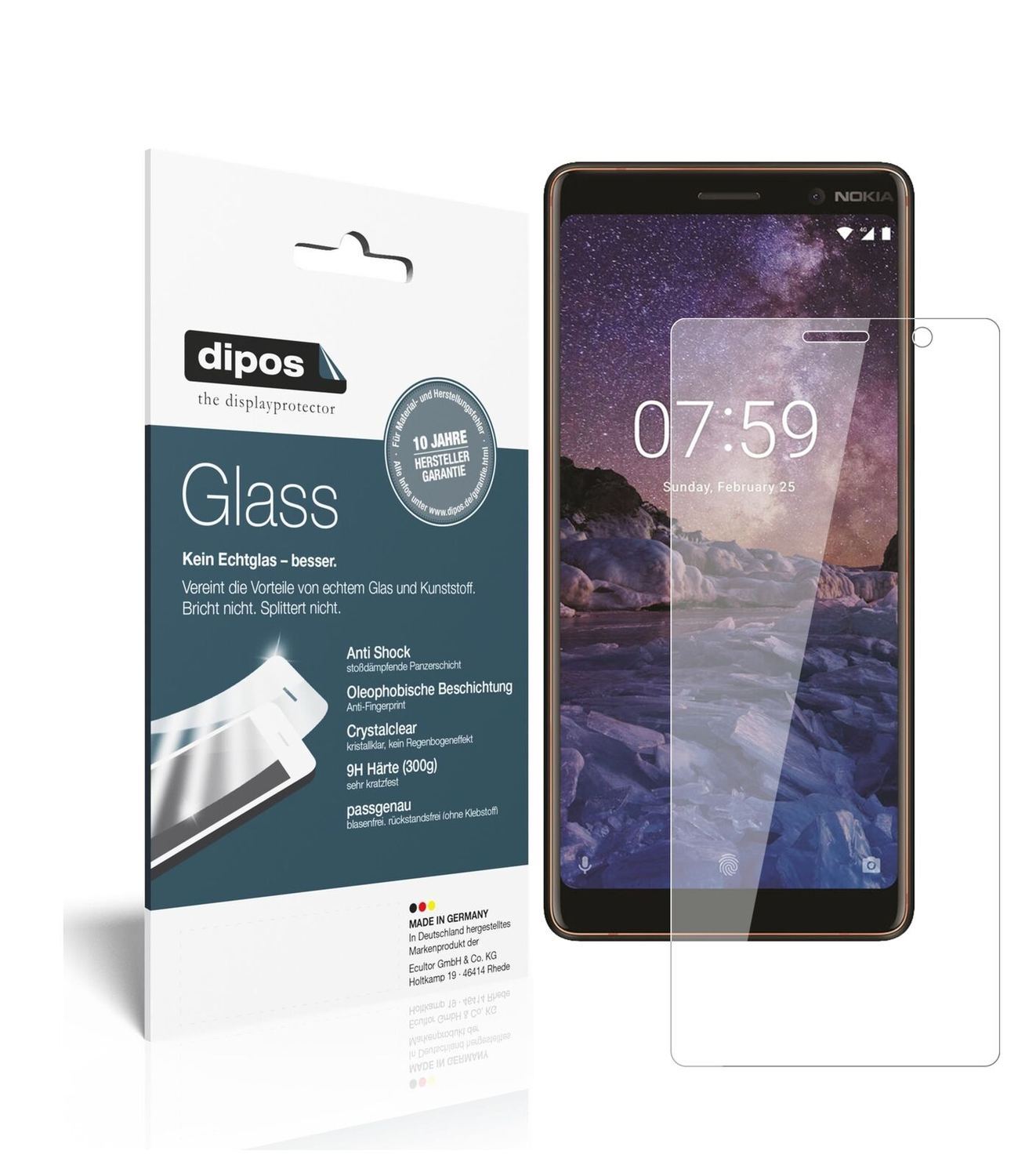 1x 9H Schutzfolie für Nokia 7 Plus Panzerfolie (2)