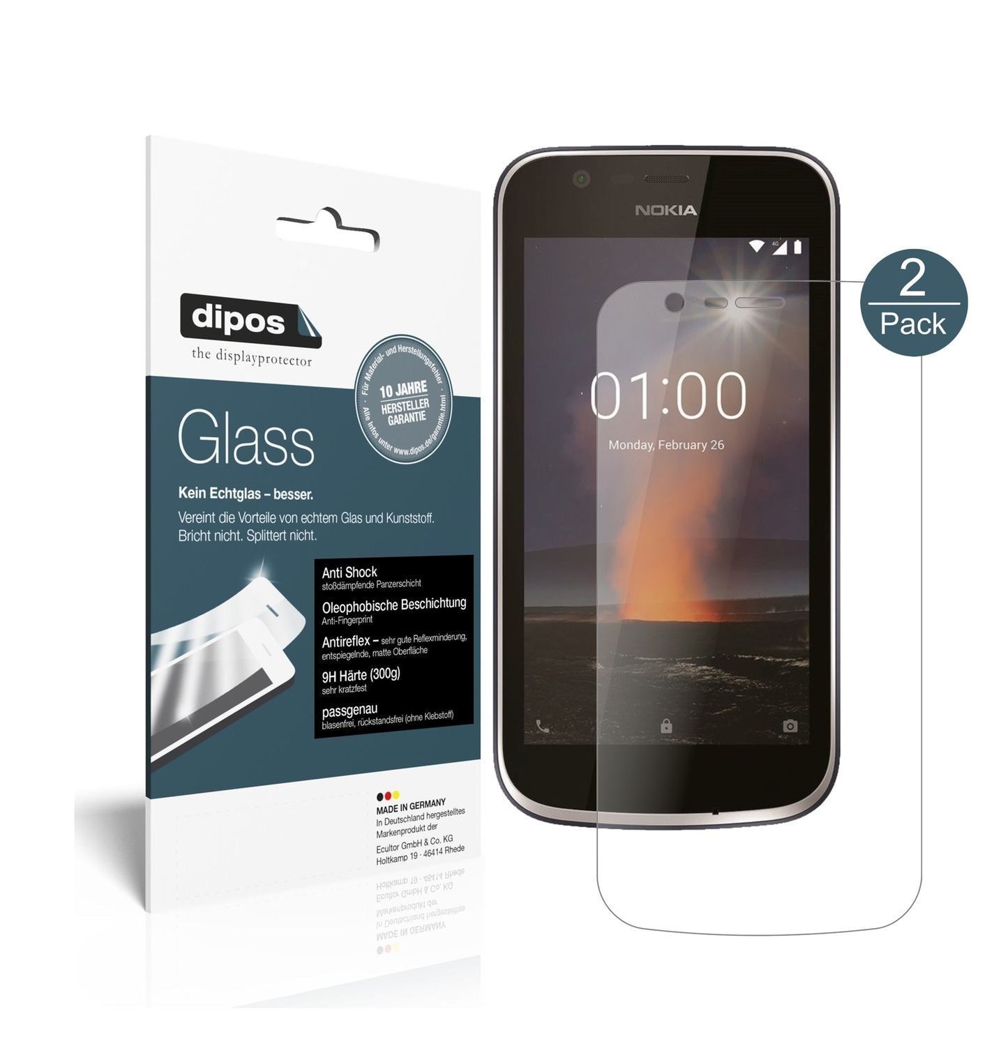 2x 9H Schutzfolie matt für Nokia 1 Panzerfolie (1)