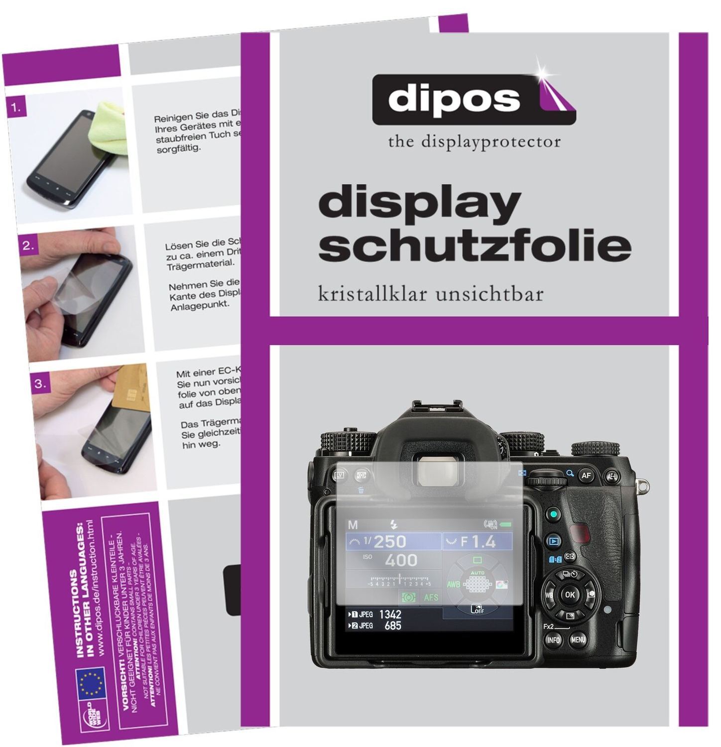 5x Schutzfolie klar für Pentax K-1 Mark II Display (2)