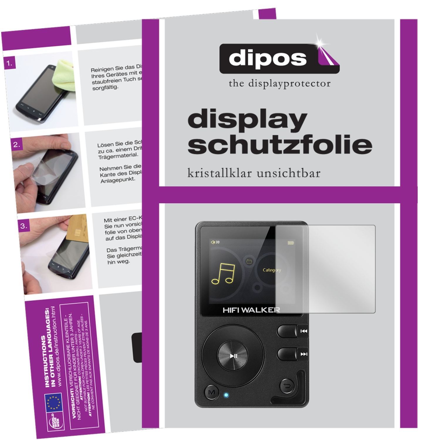 6x Schutzfolie klar für HIFI WALKER H2 MP3-Player  (1)