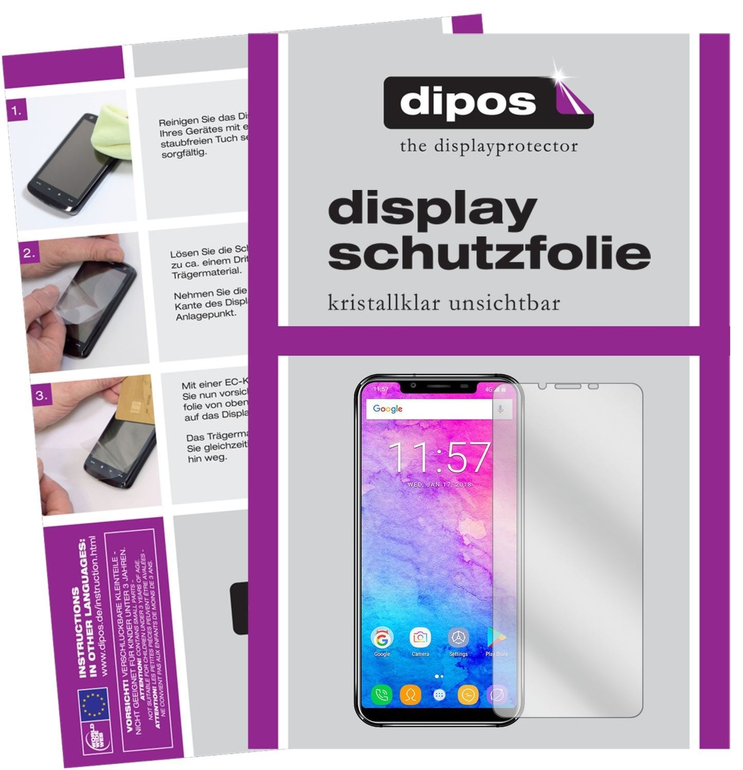 2x Schutzfolie klar für Oukitel U18 Display-Schutz (1)