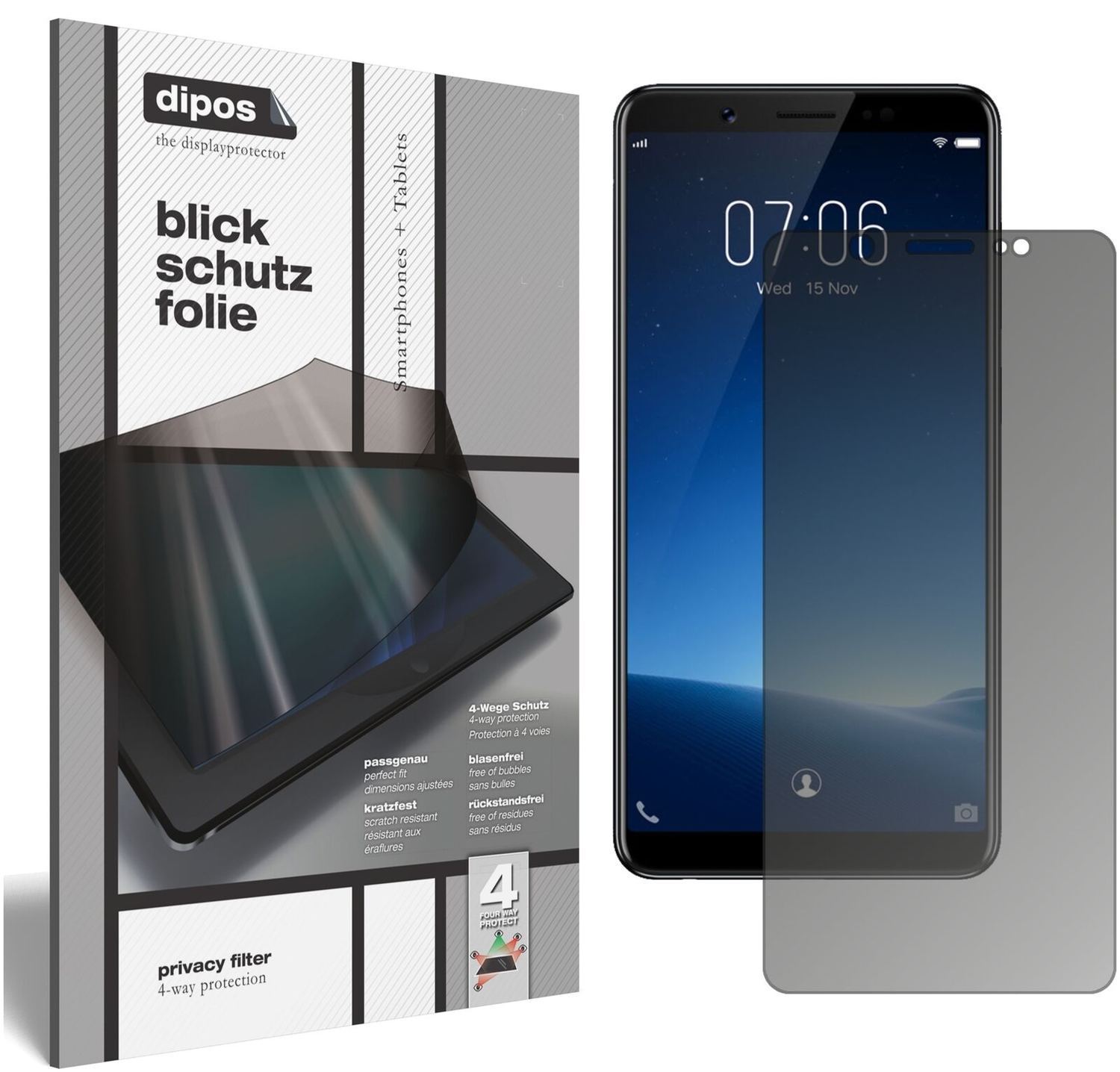 Blickschutzfolie für Vivo V7 matt Schutzfolie Priv (2)