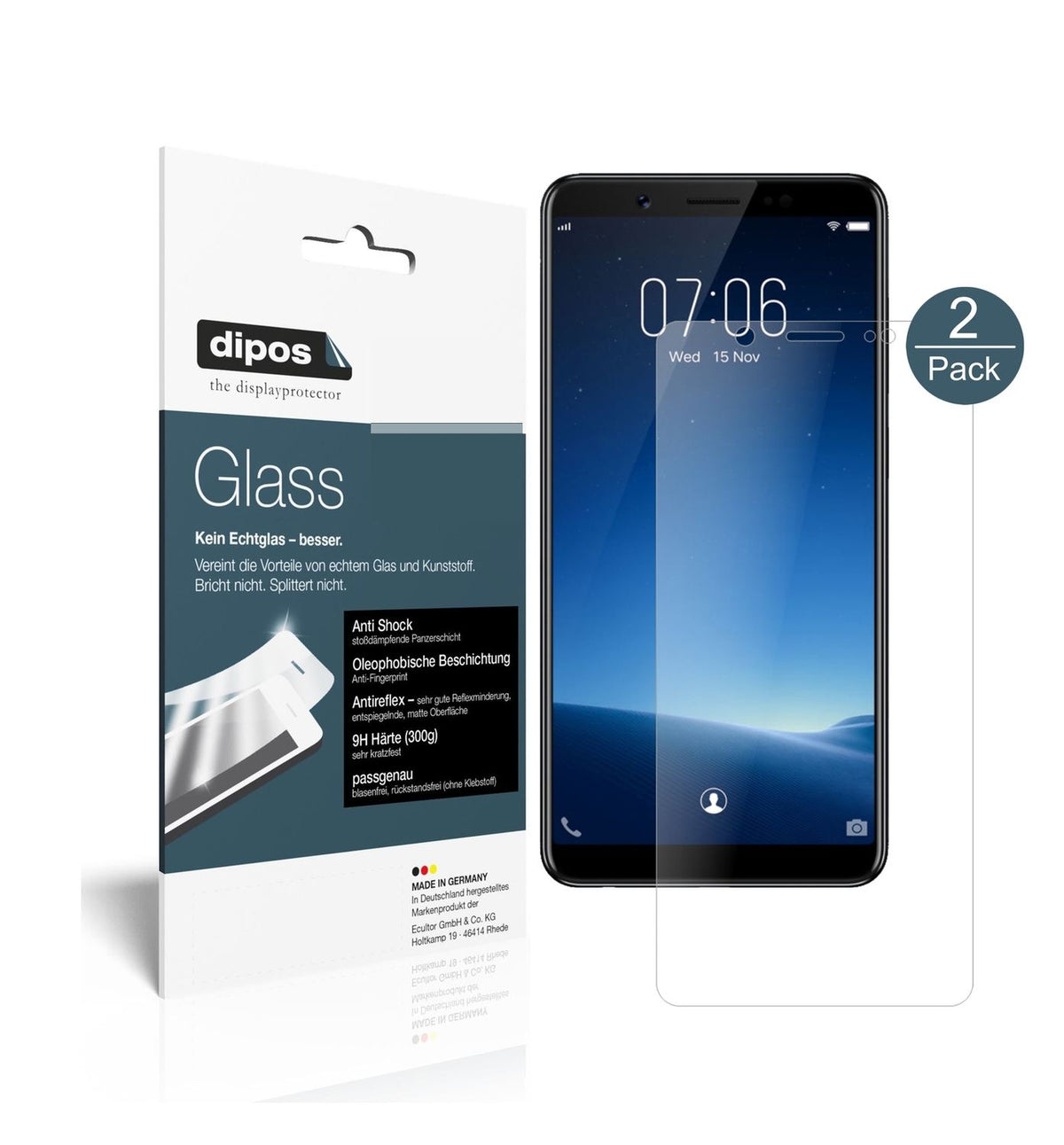 2x 9H Schutzfolie matt für Vivo V7 Panzerfolie (1)
