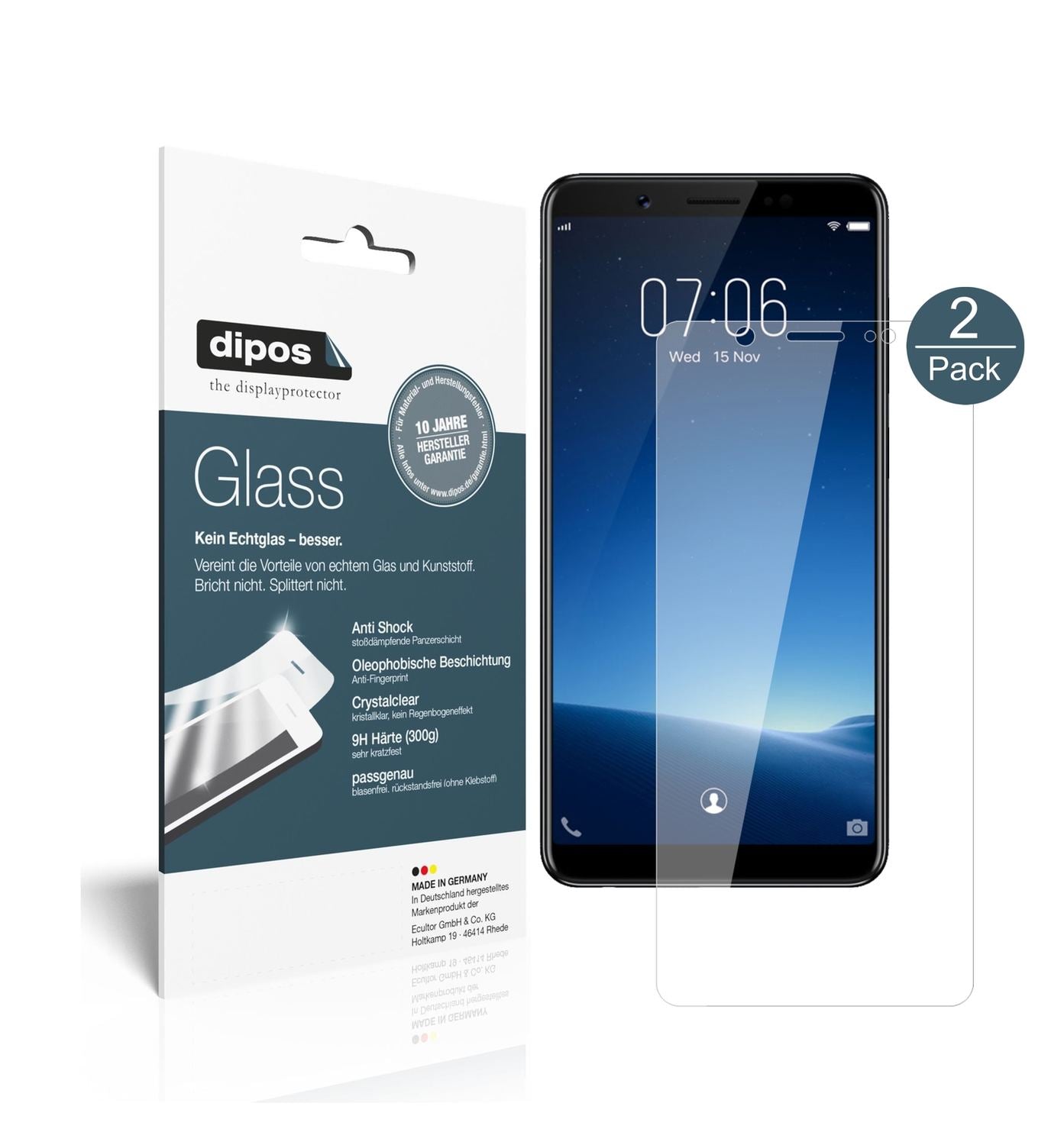 2x 9H Schutzfolie für Vivo V7 Panzerfolie (1)