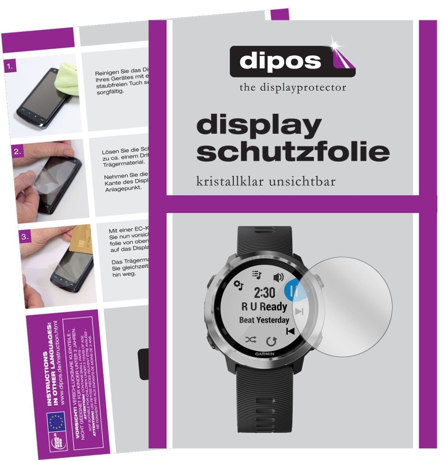 5x Schutzfolie klar für Garmin Forerunner 645 Disp (2)